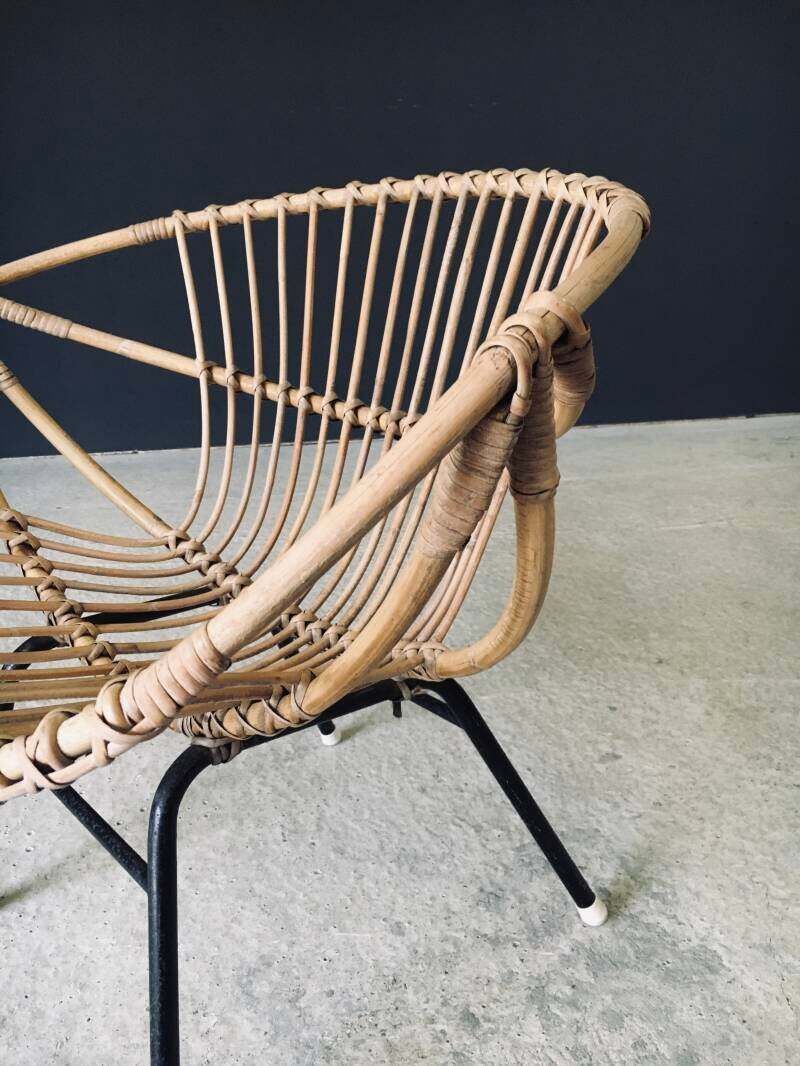 Meubels Mid Century Modern Design Bamboo Lounge Chair, Frankrijk, Ca. Jaren 1950 photo