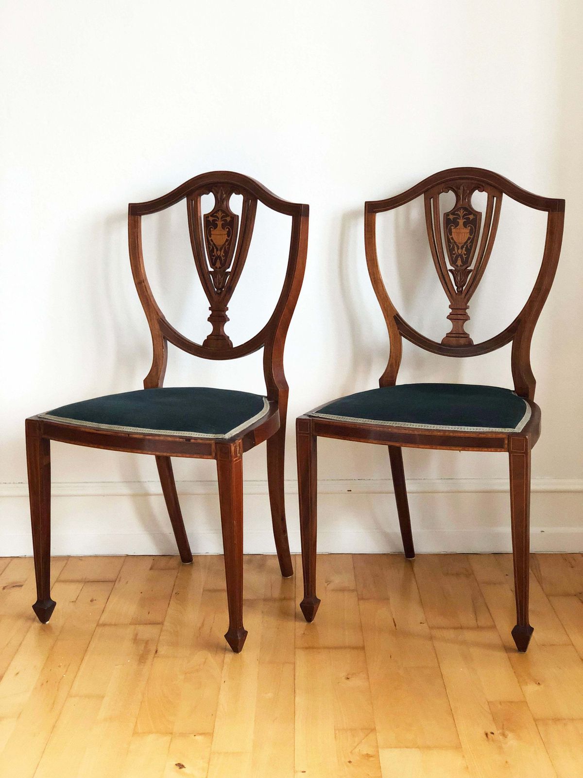 Pair Of Antique Mahogany Hepplewhite Revival Chairs Denmark 1900s