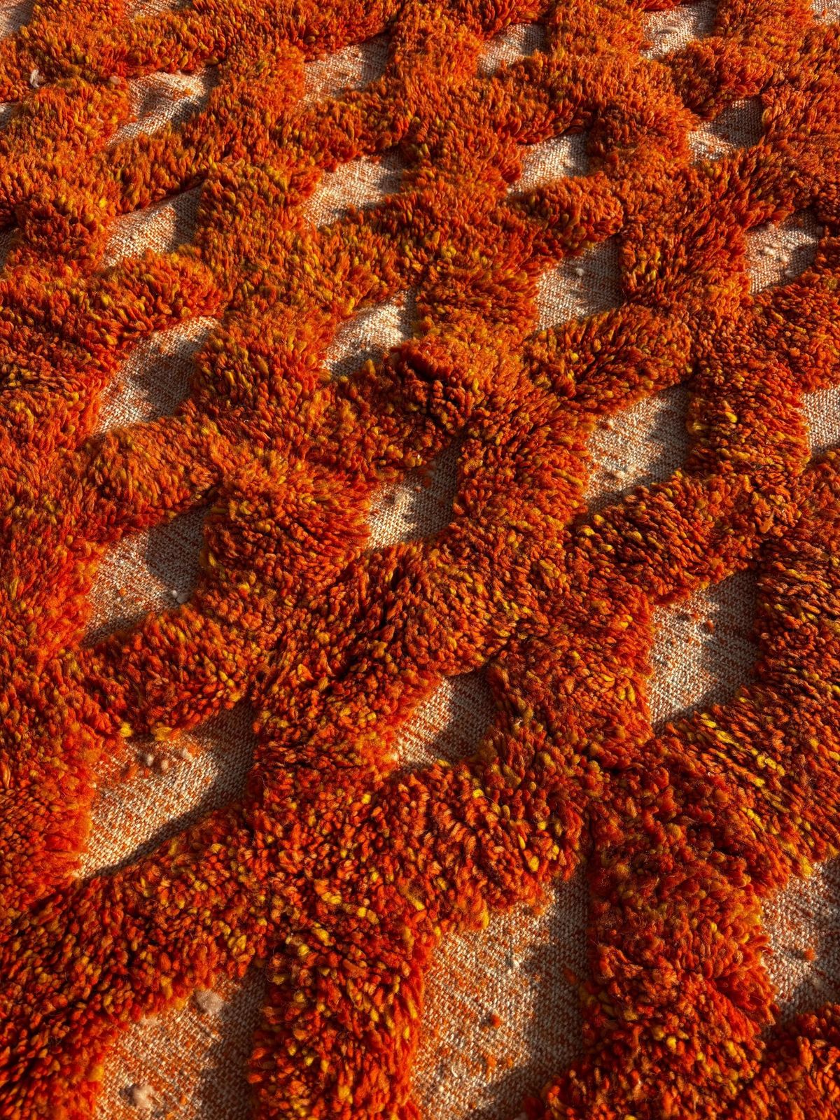 Orange Moroccan Wool Rug 250x250 Cm – Handmade Geometric Rug – Contemporary Berber Carpet – Custom Wool Area Rug – Moroccan Beni Ourain Rug photo buy