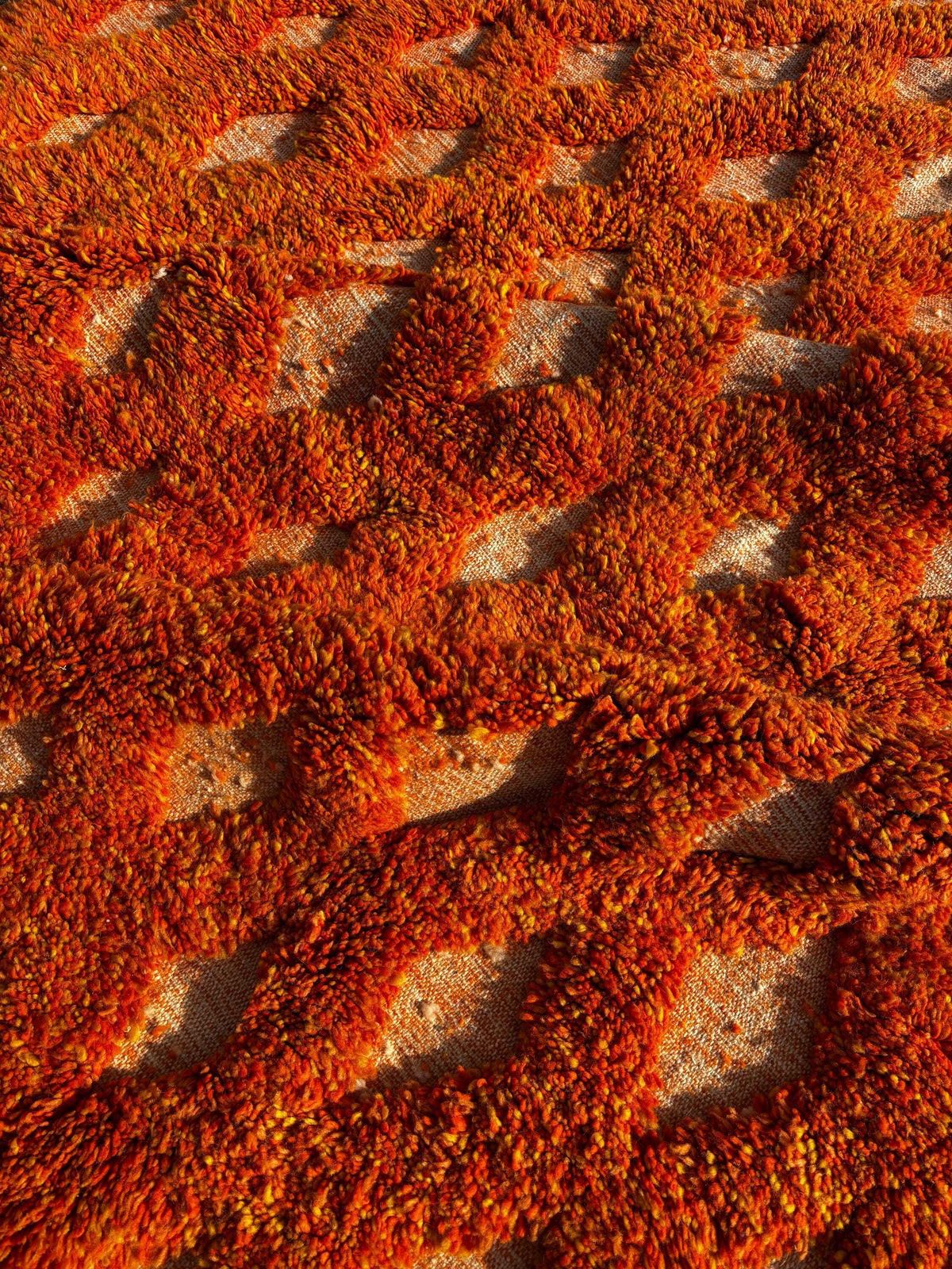 Orange Moroccan Wool Rug 250x250 Cm – Handmade Geometric Rug – Contemporary Berber Carpet – Custom Wool Area Rug – Moroccan Beni Ourain Rug photo vintage