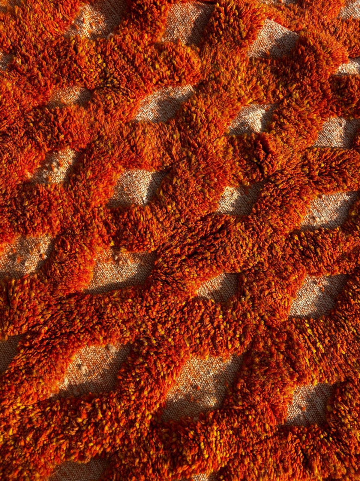 photo for sale Orange Moroccan Wool Rug 250x250 Cm – Handmade Geometric Rug – Contemporary Berber Carpet – Custom Wool Area Rug – Moroccan Beni Ourain Rug