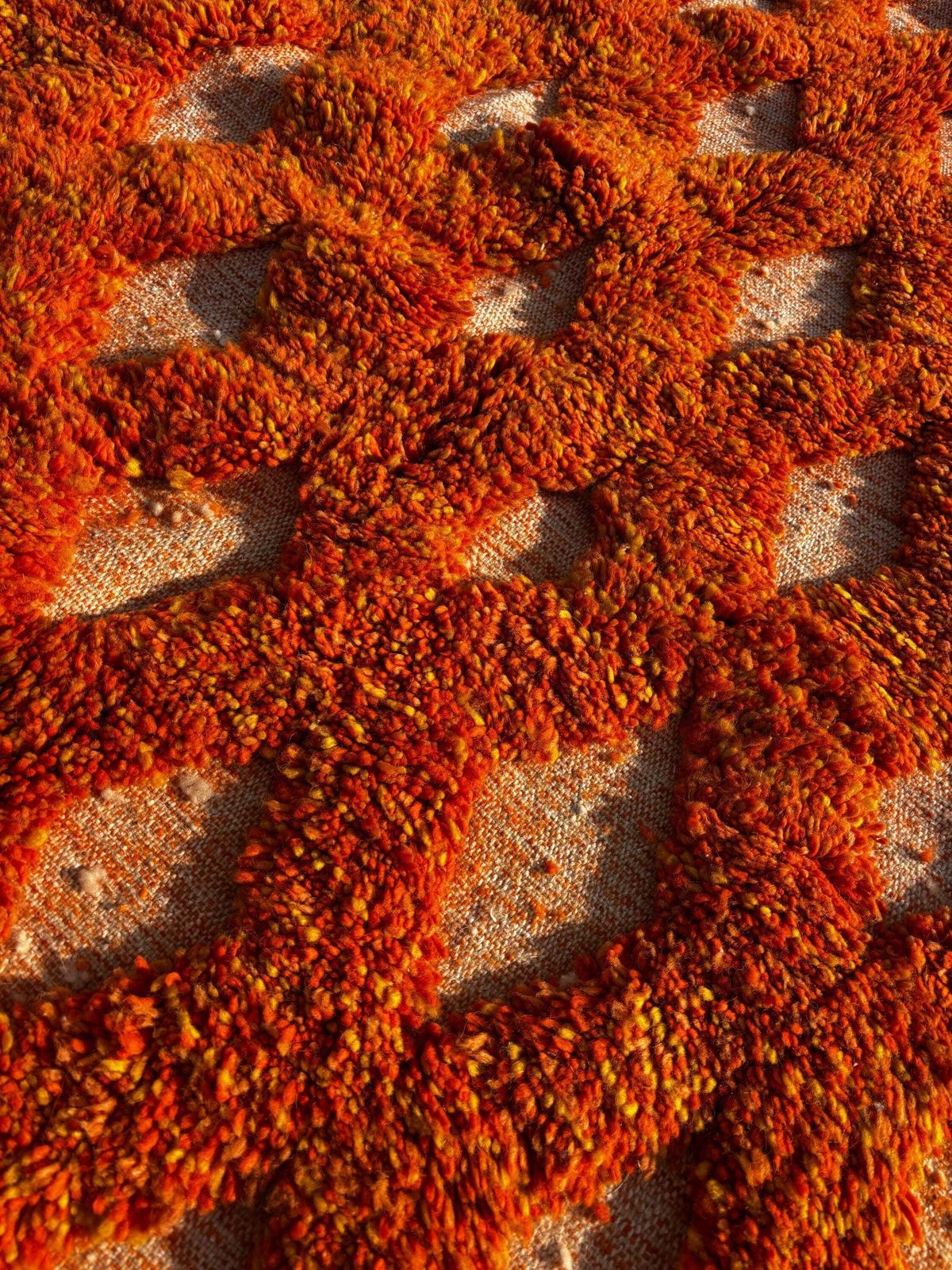 Textiles Orange Moroccan Wool Rug 250x250 Cm – Handmade Geometric Rug – Contemporary Berber Carpet – Custom Wool Area Rug – Moroccan Beni Ourain Rug photo