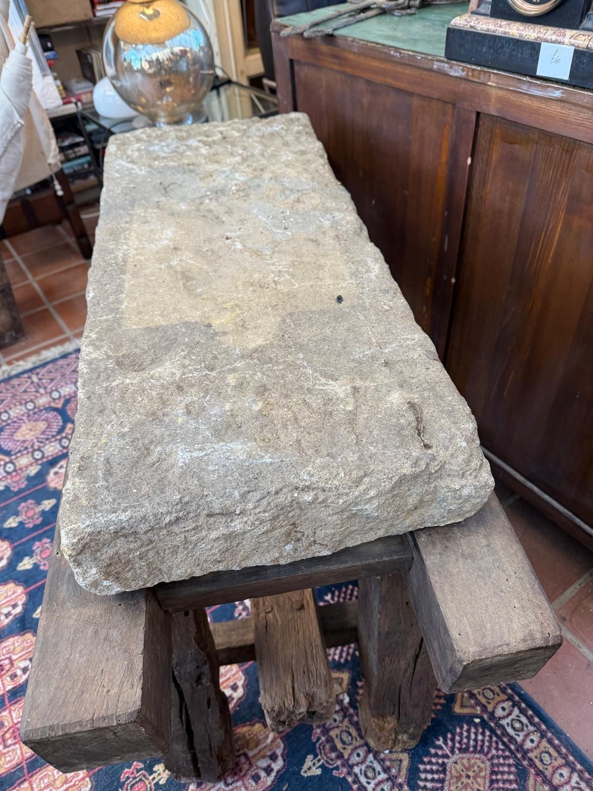 Thumbnail: 18th Century French Oak Pig Bench With Stone Top  Thumbnail: 18th Century French Oak Pig Bench With Stone Top  Thumbnail: 18th Century Fren photo 250.0