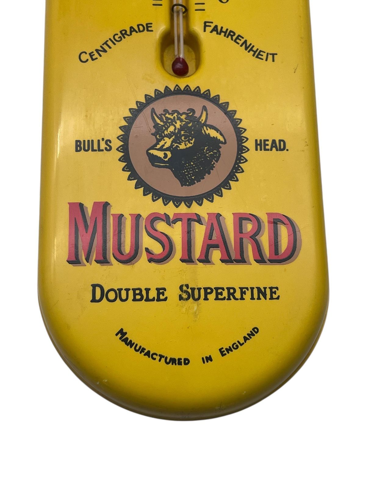Vintage Colman's Mustard Advertising Thermometer   Wall Hanging   Farmhouse Kitchen   Kitchenalia photo for sale