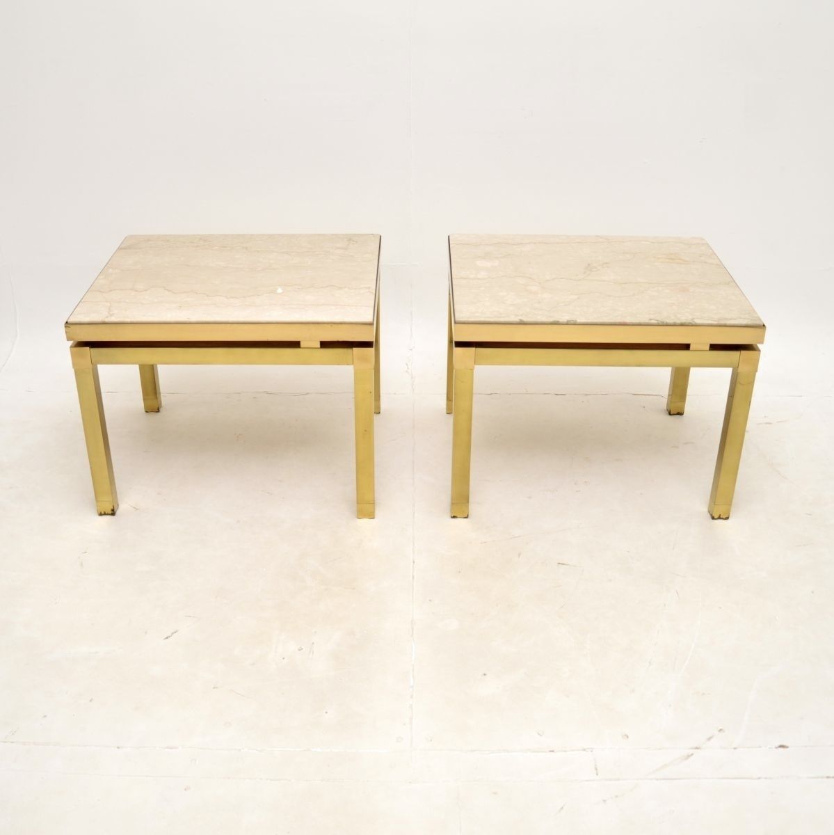 Pair Of Vintage Italian Brass And Marble Side Tables photo furniture