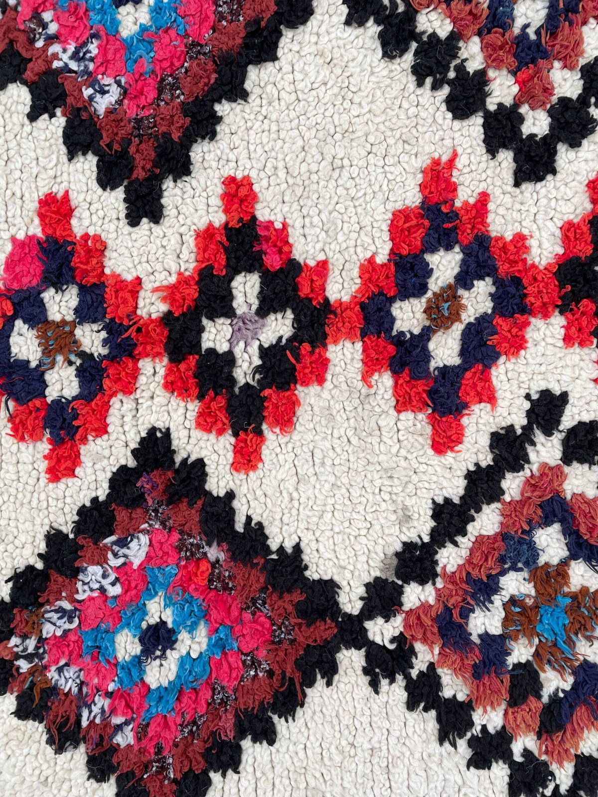 Marokkaans Vintage Beni Ourain Vloerkleed 90 X 180 Cm – Berber Boucherouite Tapijt, Marokkaans Azilal Kleed photo vinterior