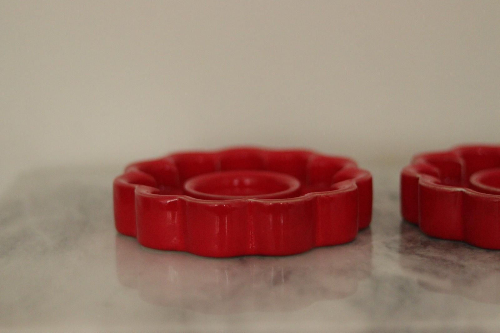 Pair Of Red Swedish Candle Holder Designed By Gustavsberg photo 186.0
