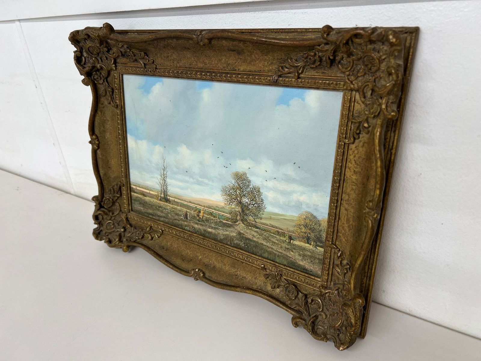 A Pheasant Shooting Scene Miniature Watercolour In A Ornate Gilt Frame By Artist Nicholas Mace photo for sale