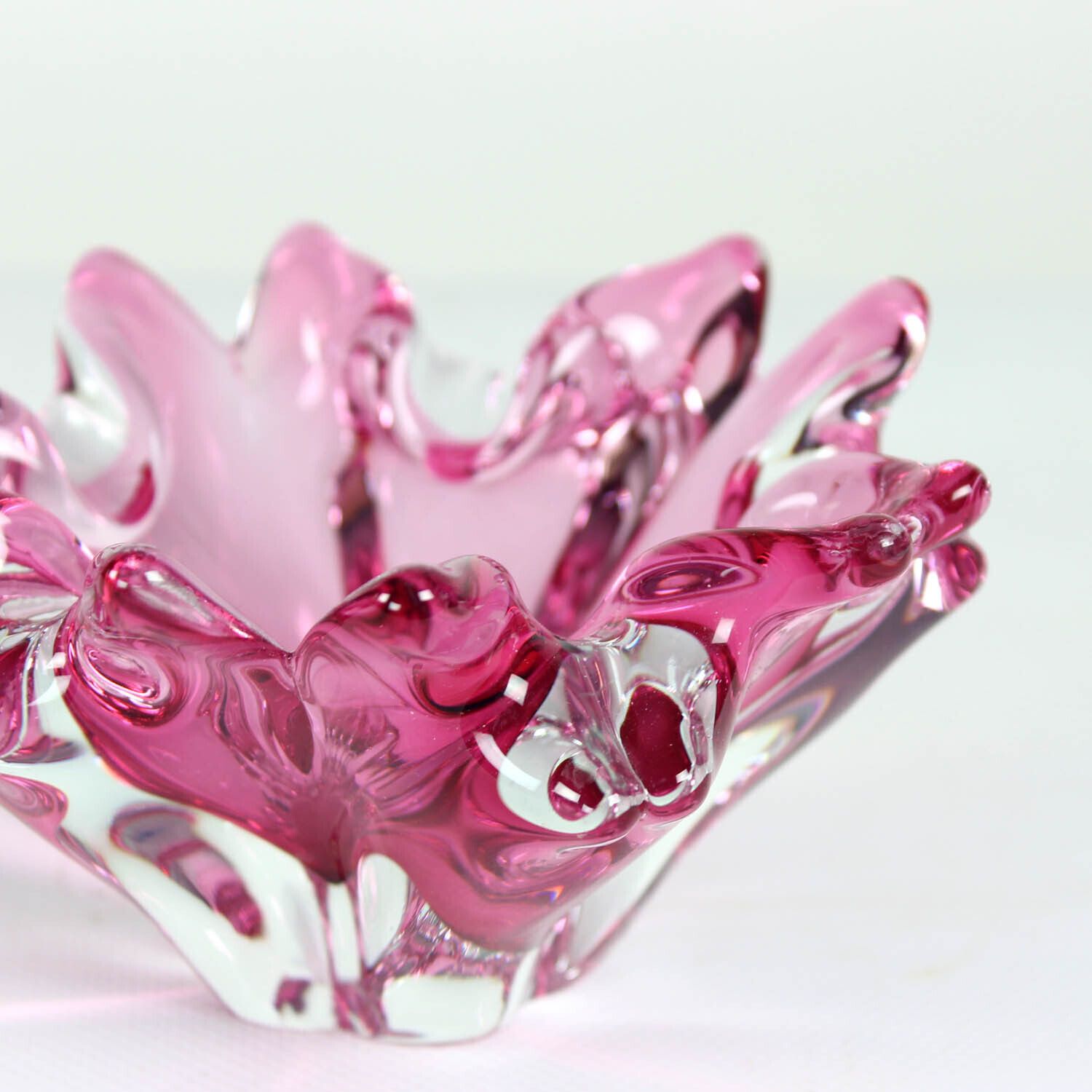 1960s Pink Art Glass Bowl, Frantisek Zemek Czechoslovakia photo furniture