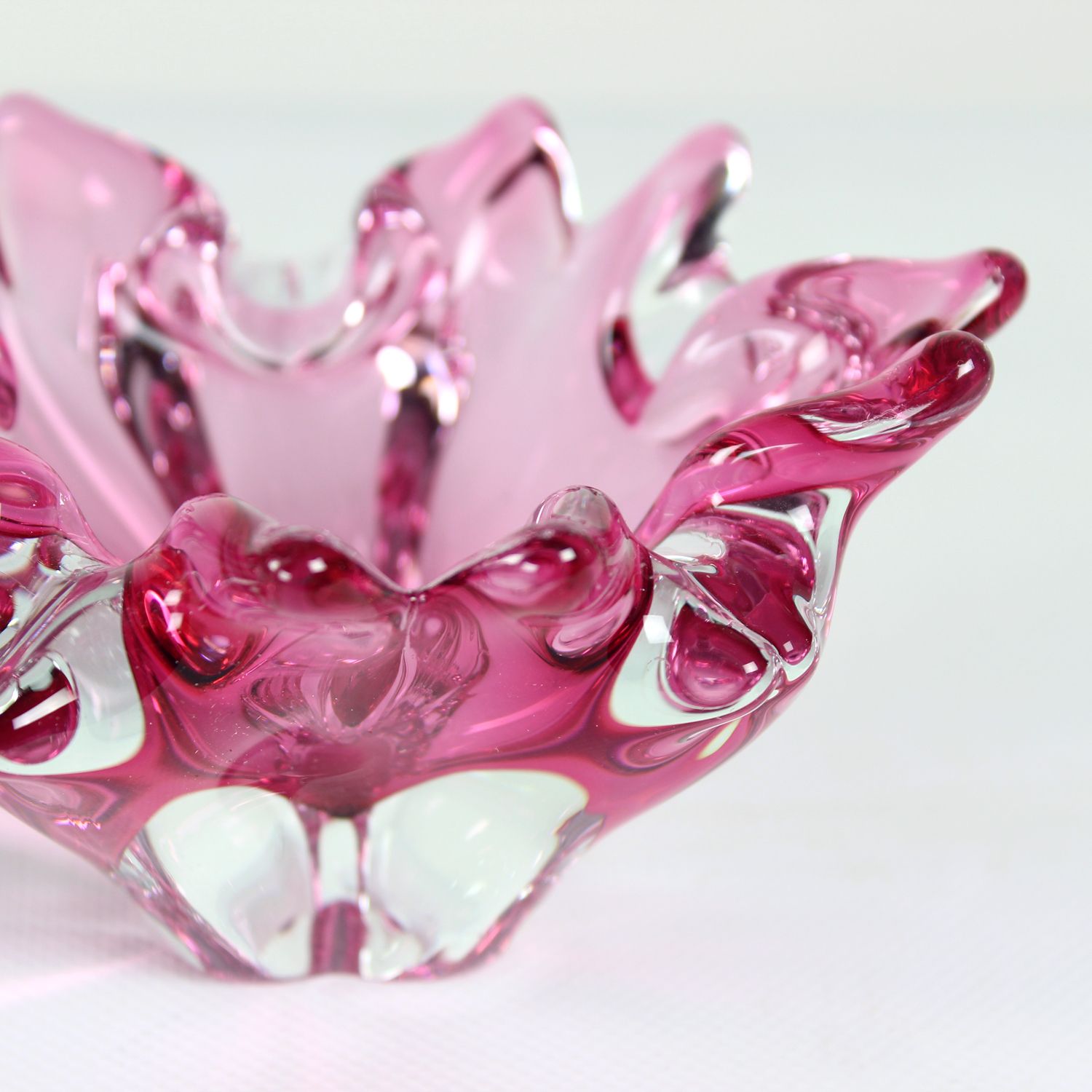 1960s Pink Art Glass Bowl, Frantisek Zemek Czechoslovakia photo for sale