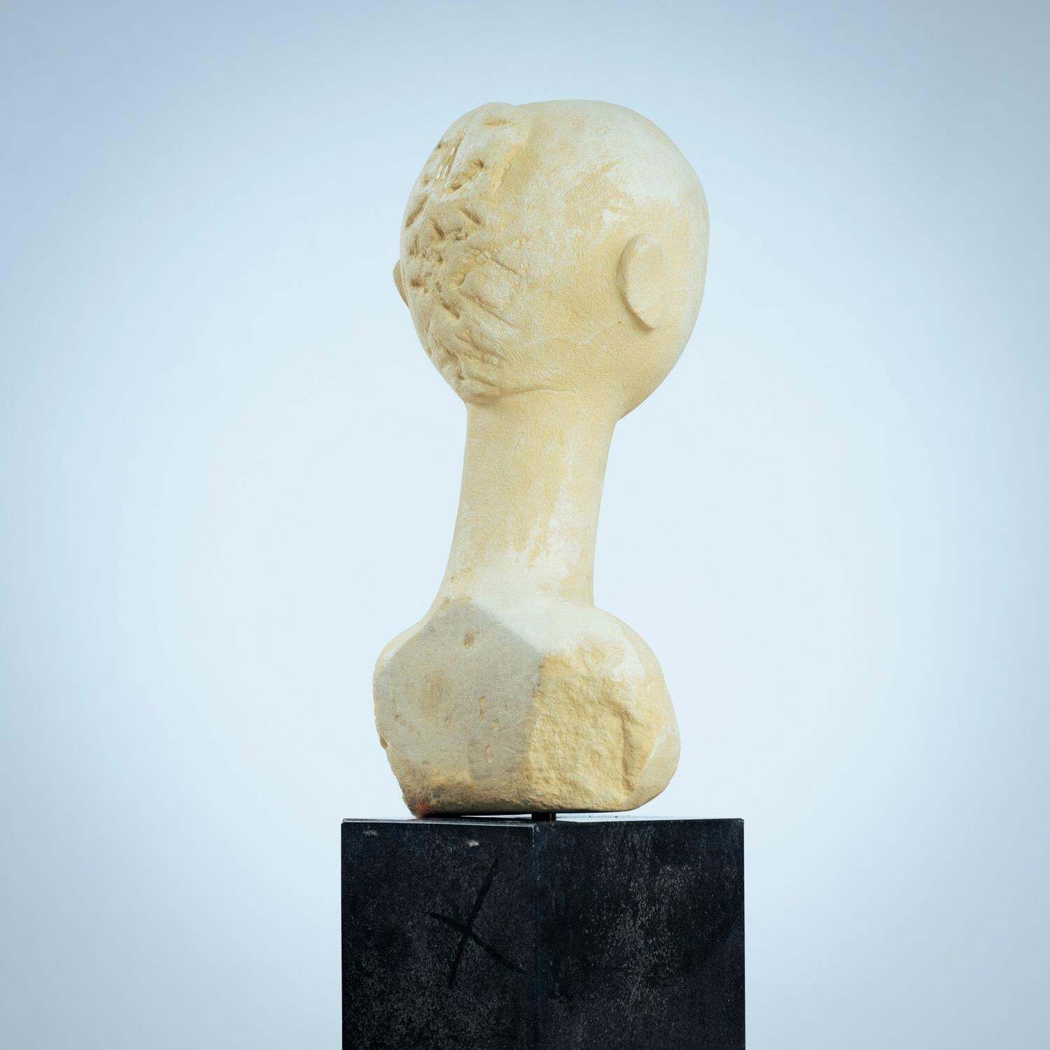 Modernist Bust Sculture Of A Woman In Sandstone photo Art