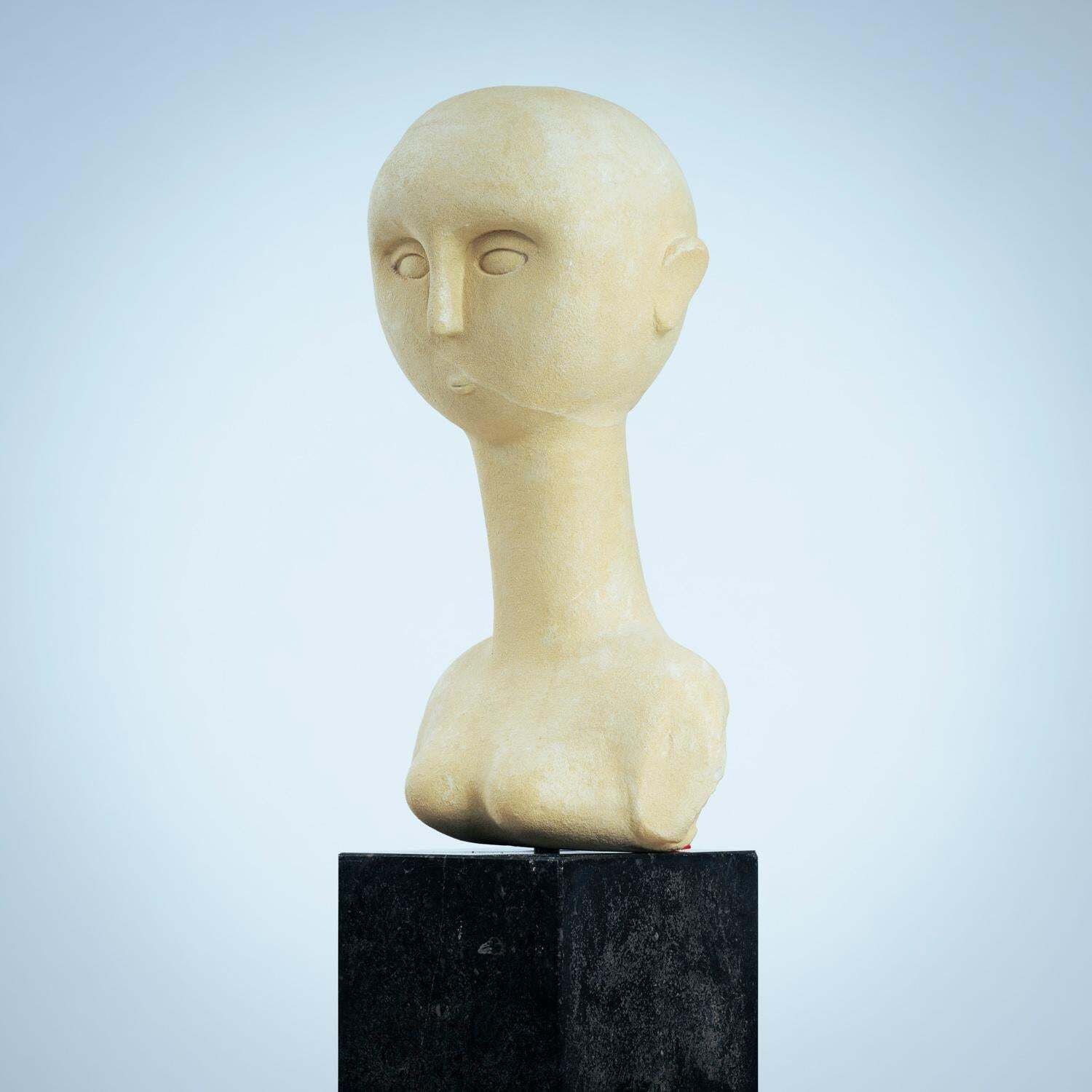 Modernist Bust Sculture Of A Woman In Sandstone photo vinterior