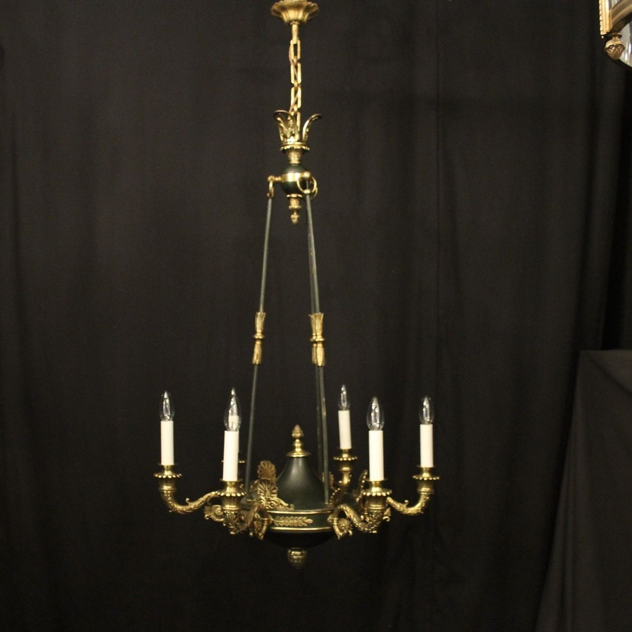 French 19th Century Gilded Bronze Empire 6 Light Chandelier photo furniture