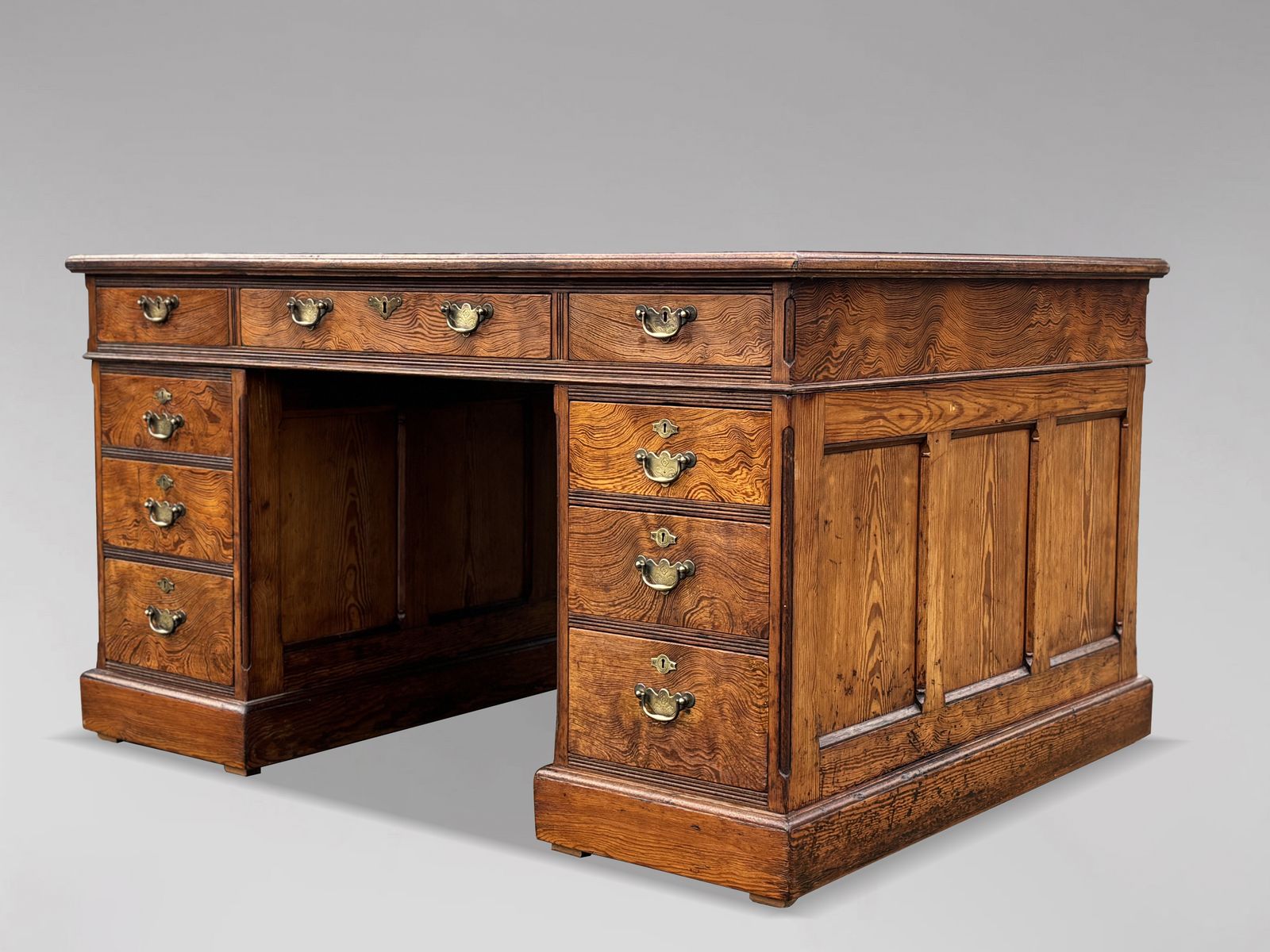 Stunning Patina 19th Century Pitch Pine Partners Desk photo for sale