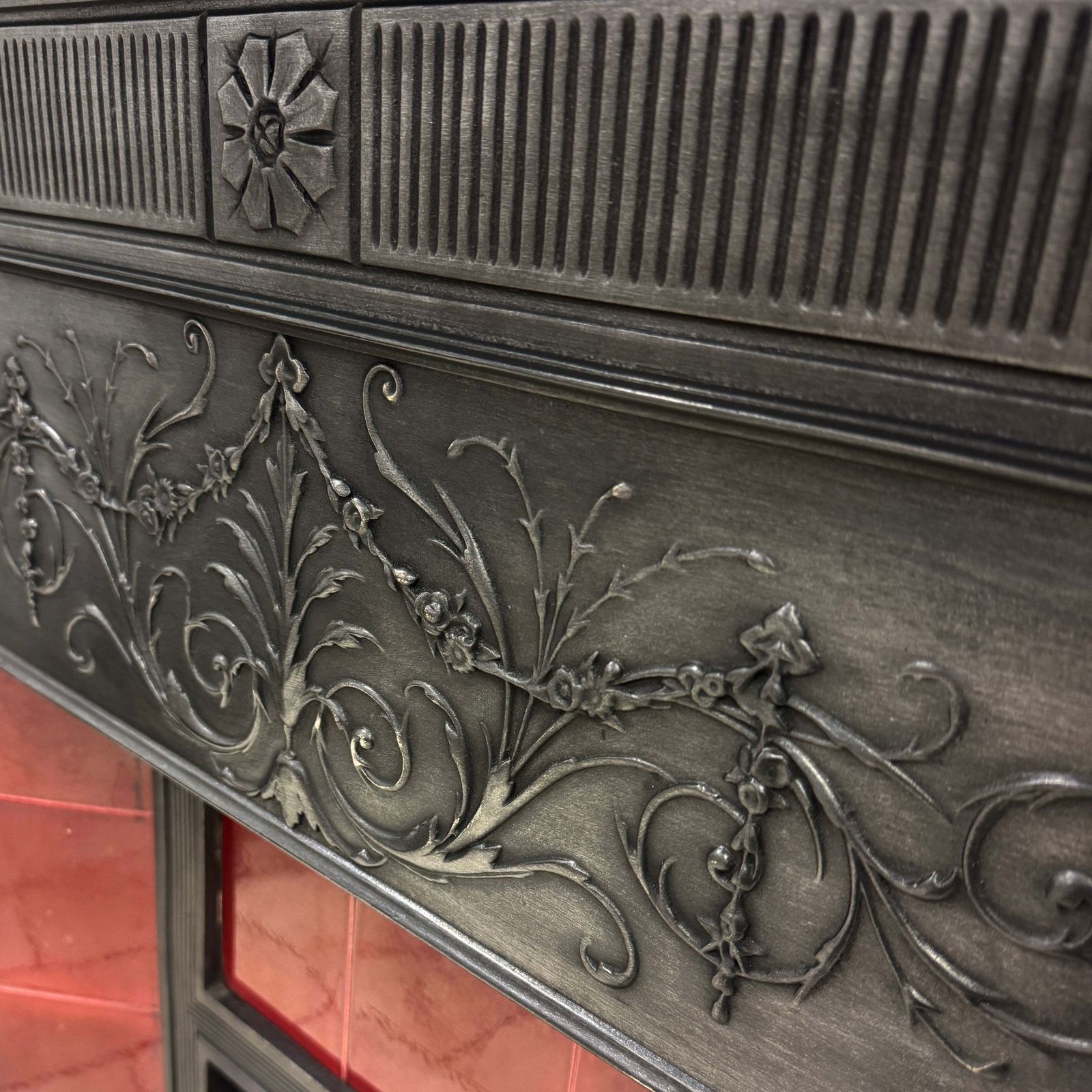 Antique Victorian Tiled Cast Iron Combination Fireplace photo Home Fixtures