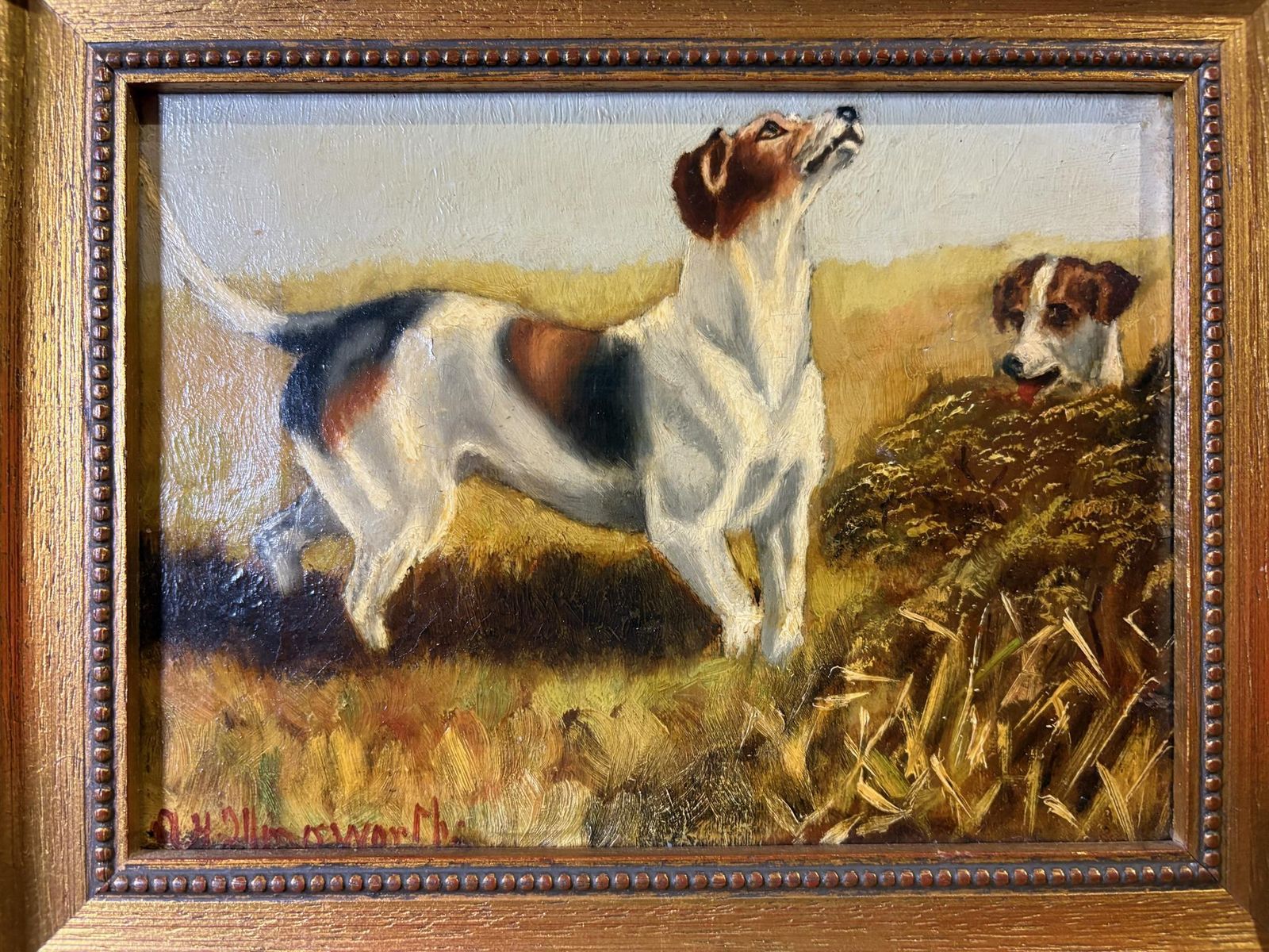 English School Sporting Oil – Foxhounds At Work, C. Mid‑20th Century, 20 X 14 Cm photo furniture