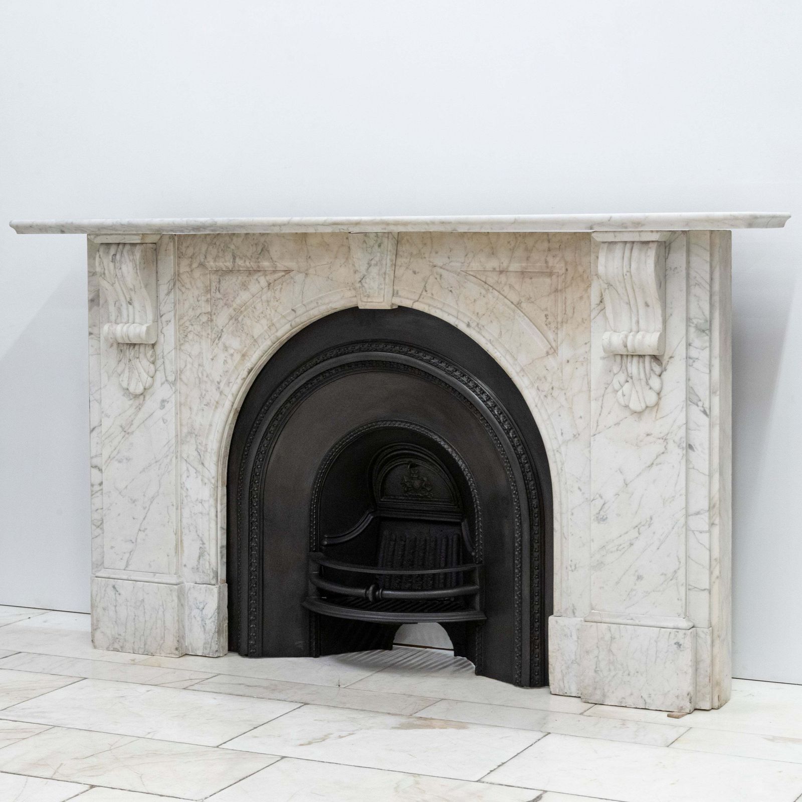 Large Antique Victorian Carrara Marble Arched Chimneypiece photo 6000.0