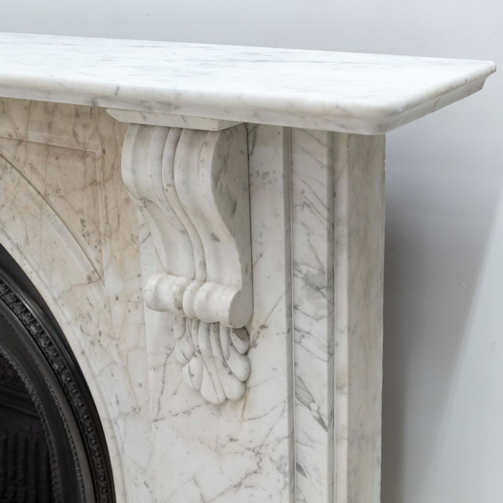 Large Antique Victorian Carrara Marble Arched Chimneypiece photo buy