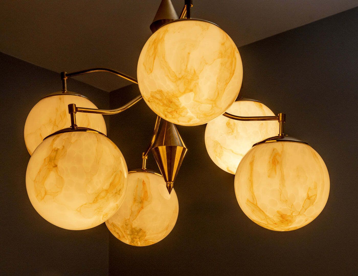Vintage Marbled Glass Chandelier, 1960s–1980s, Czechoslovakia photo for sale