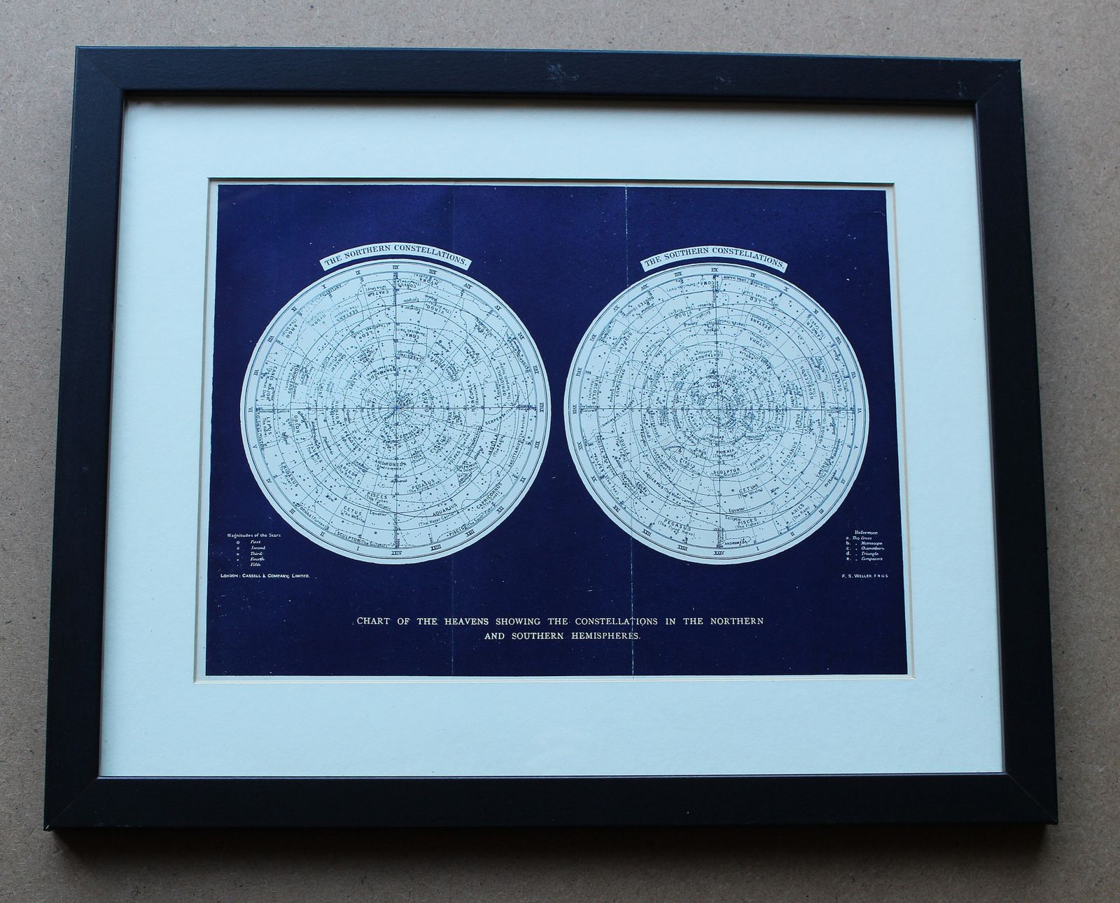 Chart Of The Heavens Showing The Constellations In The Northern And Southern Hemispheres  By F S  Weller