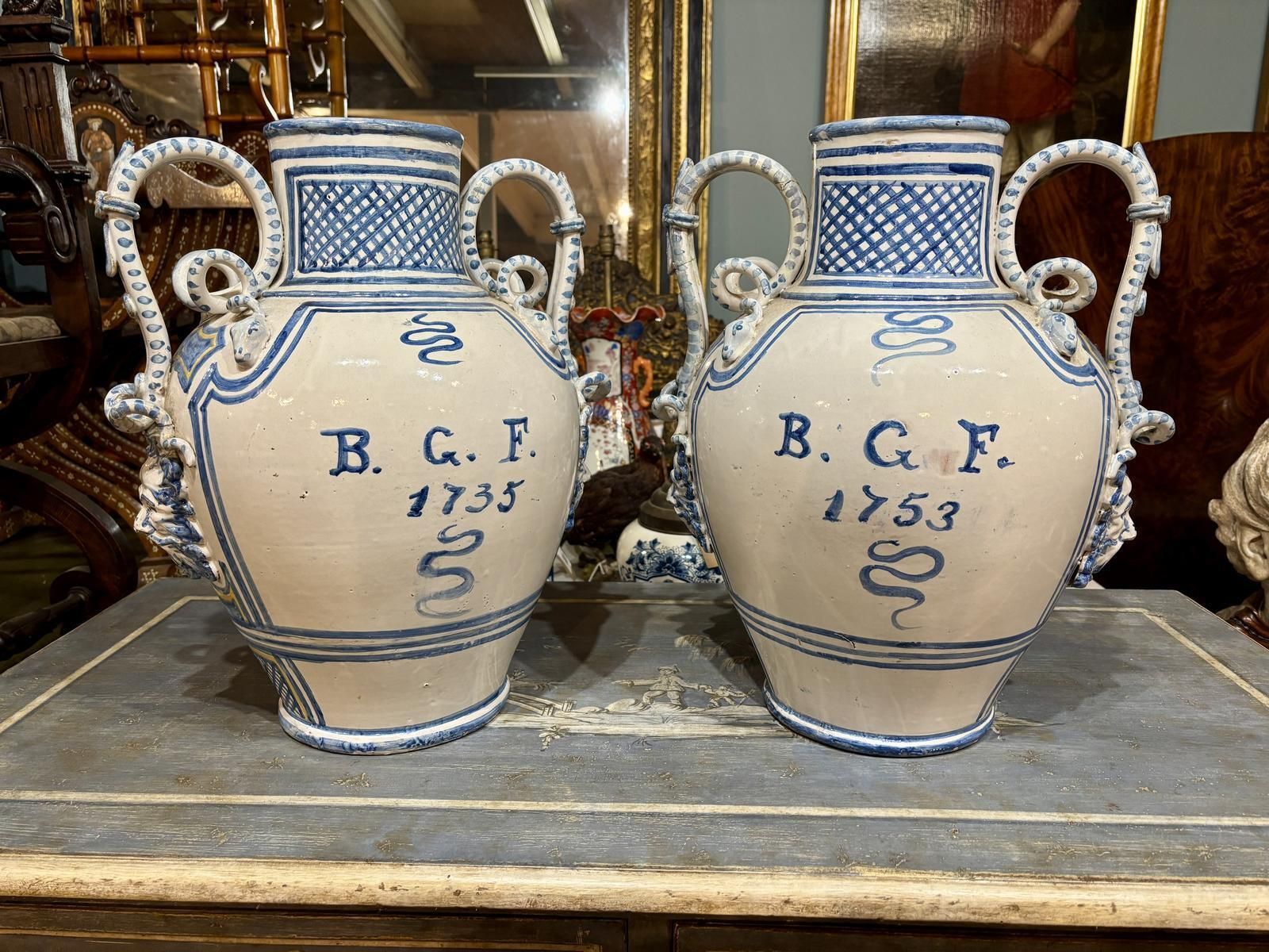 Pair Of 18th Century Majolica Vases photo buy