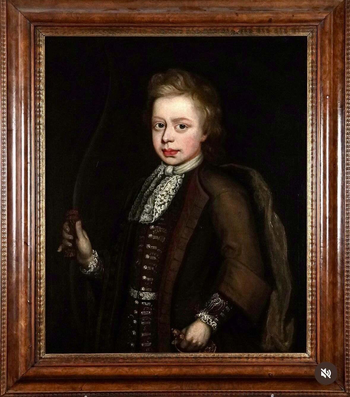 Continental Oil On Canvas Portrait Of Boy With A Bow