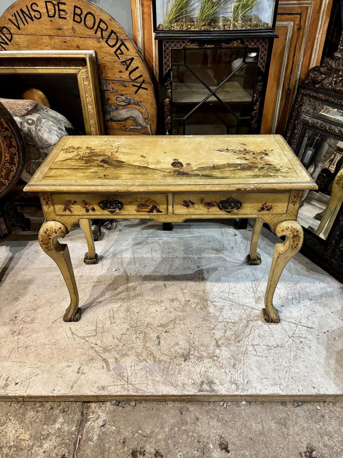 Early 20th Century English Lacquered Writing Desk photo vintage