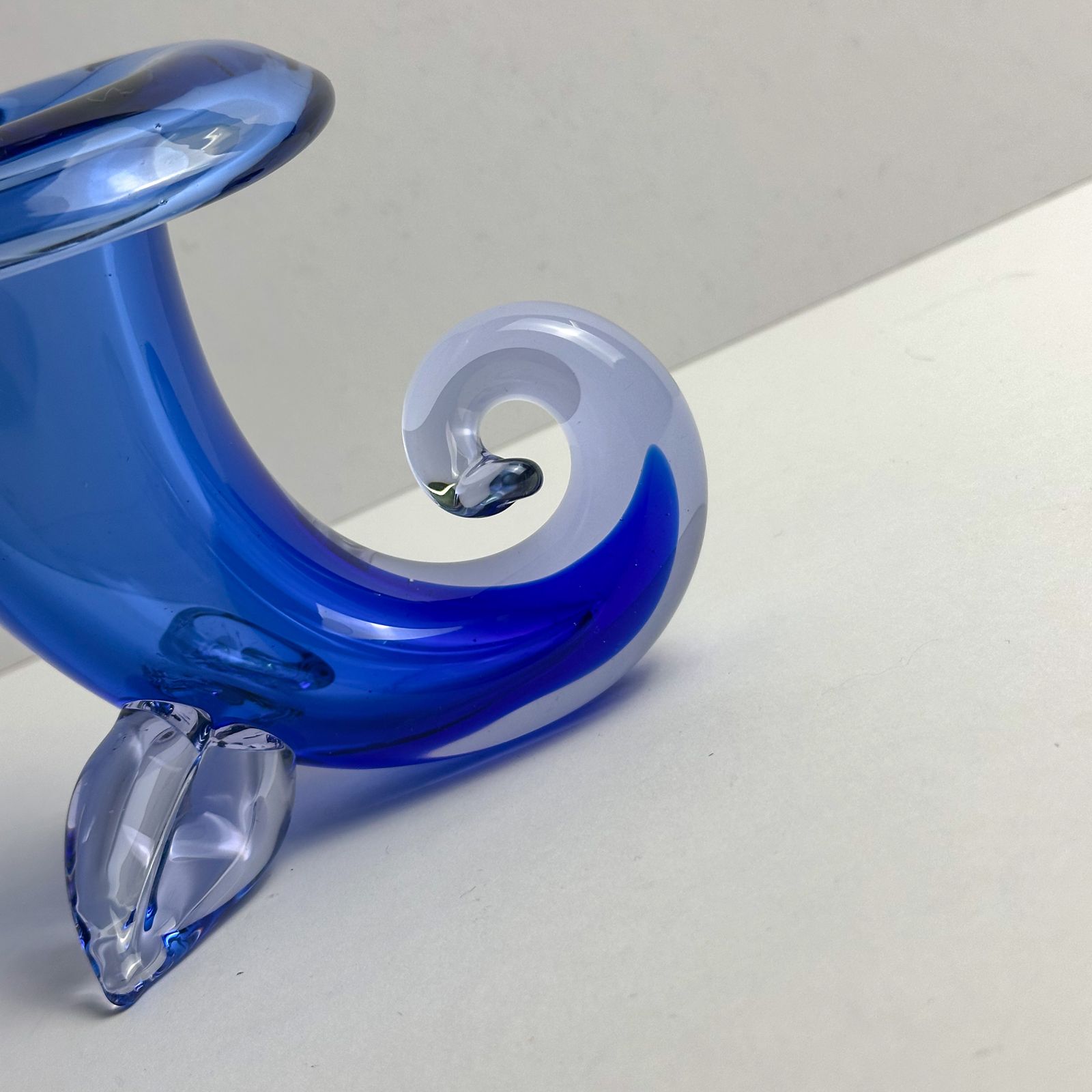 Murano Glass Cornucopia Vase In Cobalt Blue Sommerso By Archimede Seguso, 1950s photo 450.0