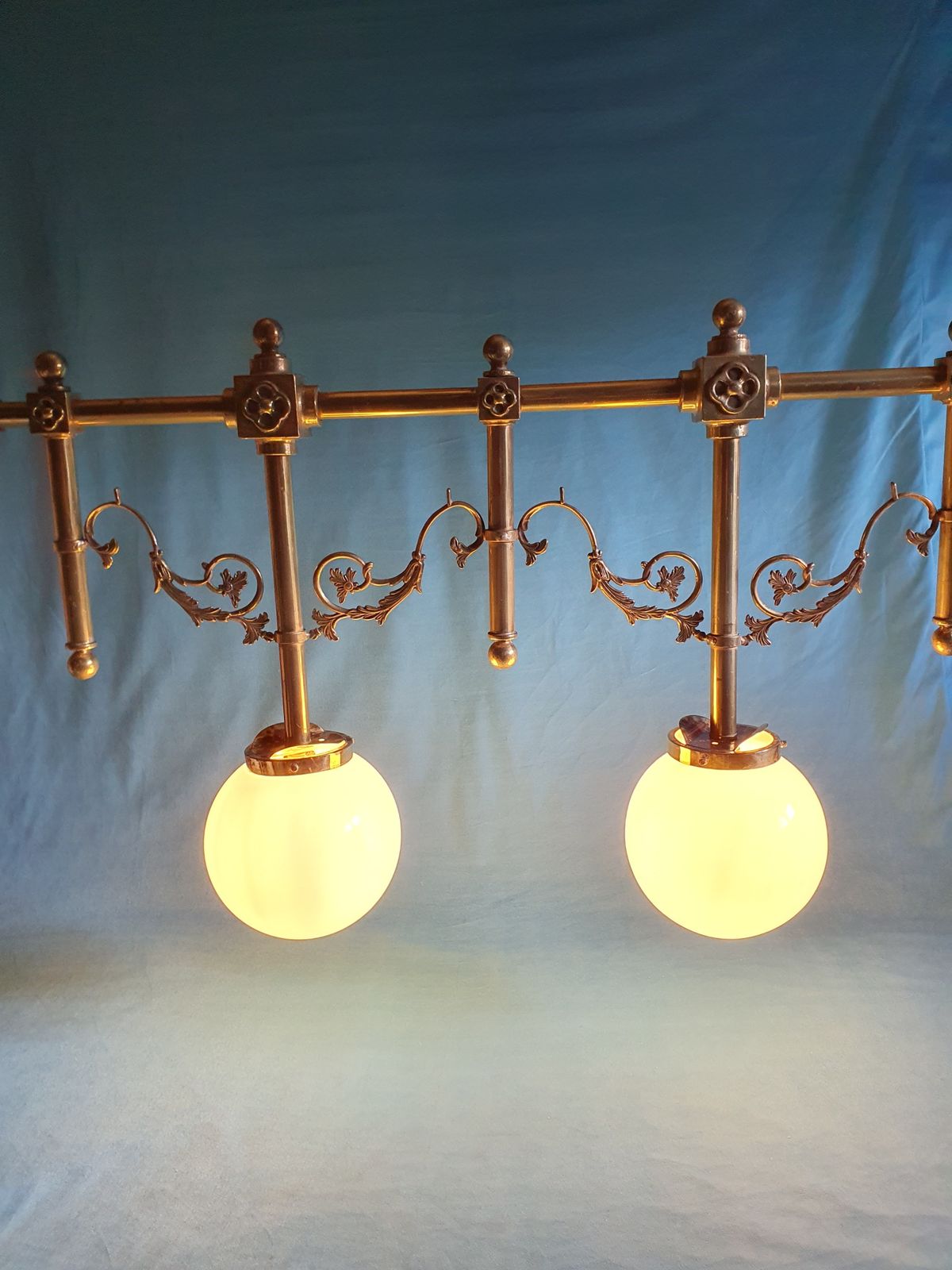 Early 20th Century Gothic Style Chandelier In Brass With Glass Globes photo furniture
