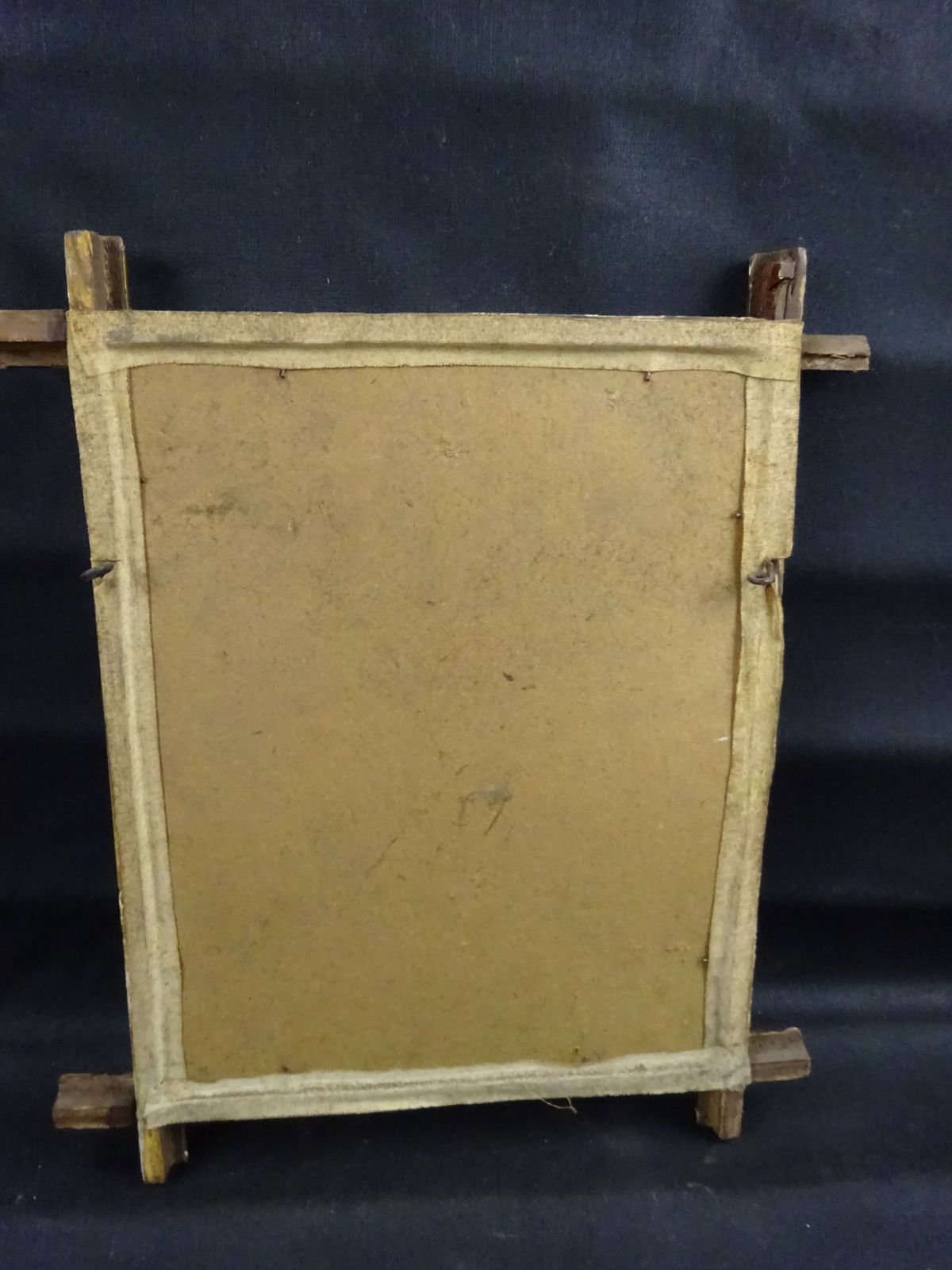 photo for sale Victorian Criss Cross  Tramp Art Gilt Gesso Frame. With Fantin Still Life Litho. Rare Find
