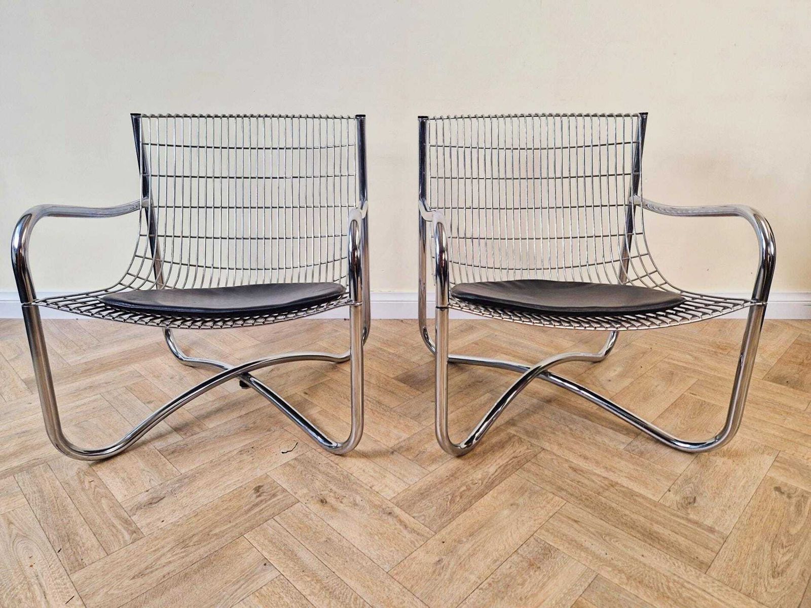 2 X Rare David Mellor O.B.E Iconic Mid Century Chrome & Steel Lounge Accent Chairs Bl789 photo Furniture