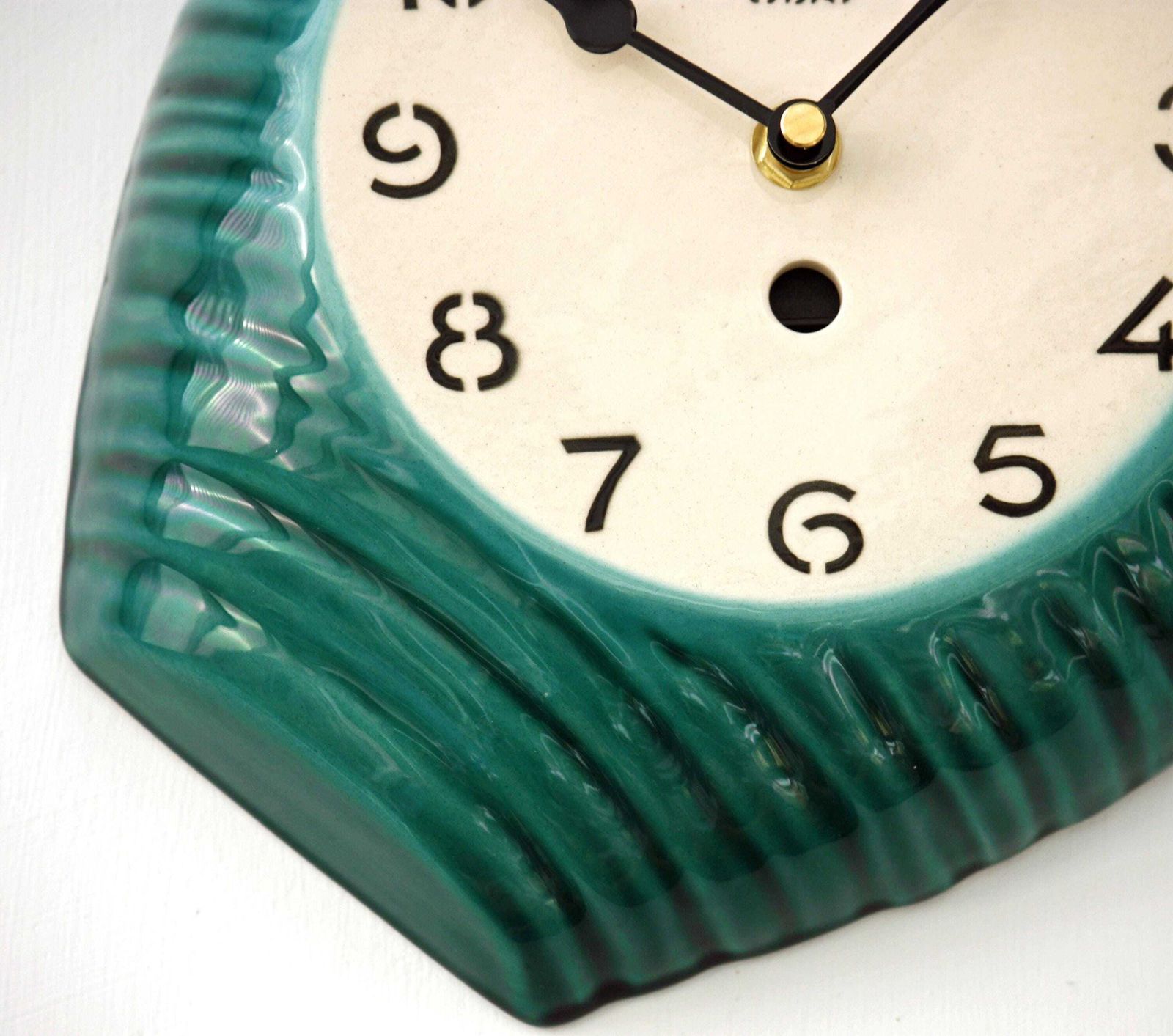 Vintage Bayard Wall Clock   28cm Ceramic Retro Mid Century Style Antique Green Clock Kitsch French Clock Gift Off The Wall Clocks photo Home Decor
