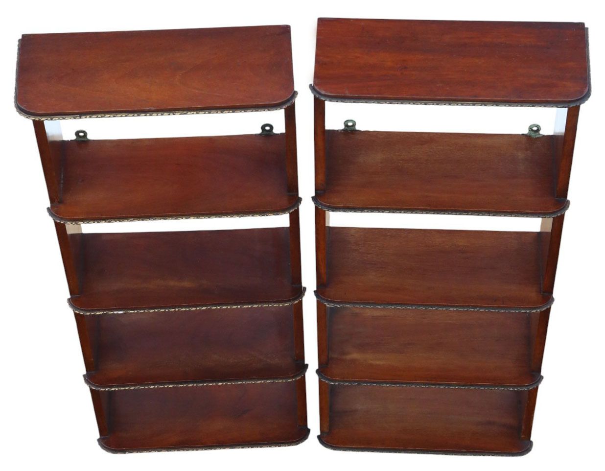 Antique Pair Of C.1900 Mahogany Wall Bookcases – Quality Display Shelves photo 1795.0