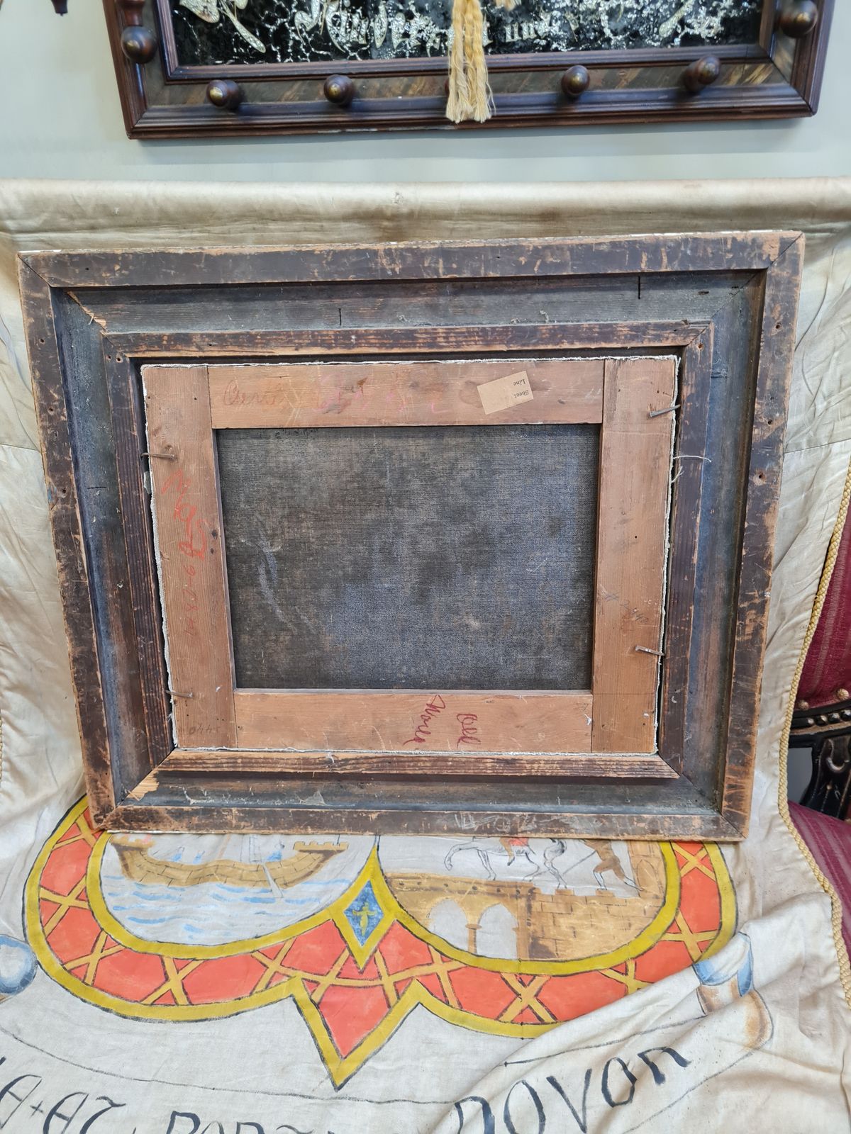 photo for sale 19th Century Continental Rustic Village Oil Painting In Original Gilt Frame C.1855–1875
