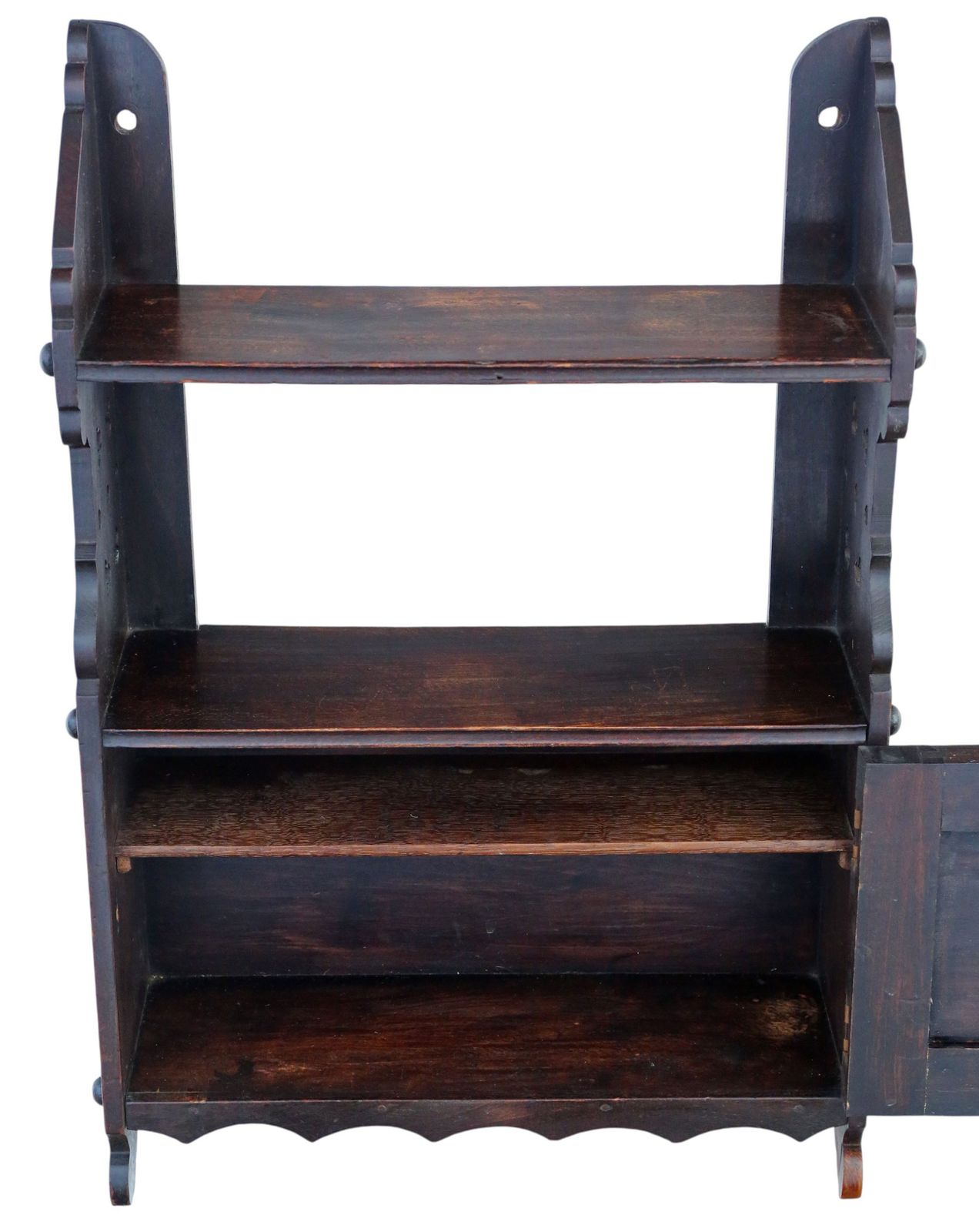 Antique 19th Century Victorian Gothic Oak & Beech Wall Cupboard / Bookcase Display Shelves – Quality photo Furniture