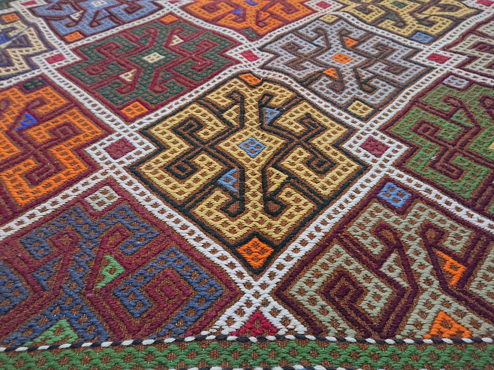 6x10 Soumak Colourful Caucasian Large Area Rug Handwoven Statement Piece photo furniture