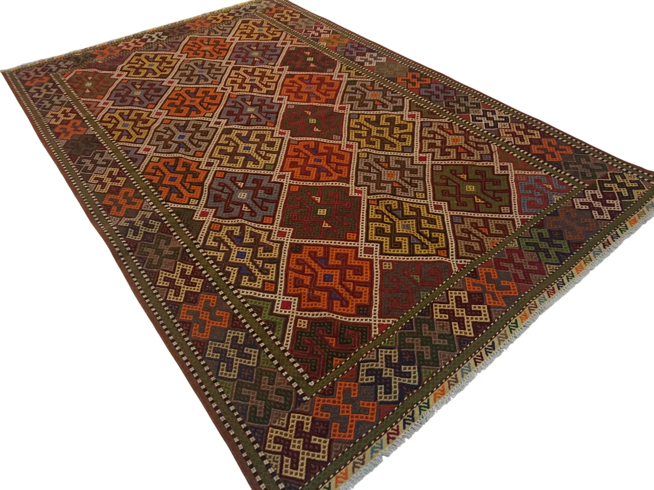 6x10 Soumak Colourful Caucasian Large Area Rug Handwoven Statement Piece photo 698.0