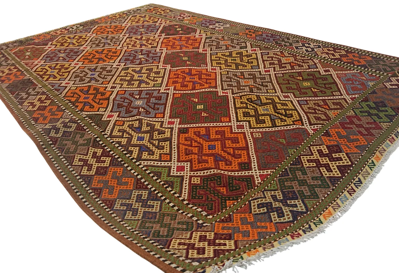 6x10 Soumak Colourful Caucasian Large Area Rug Handwoven Statement Piece photo vinterior