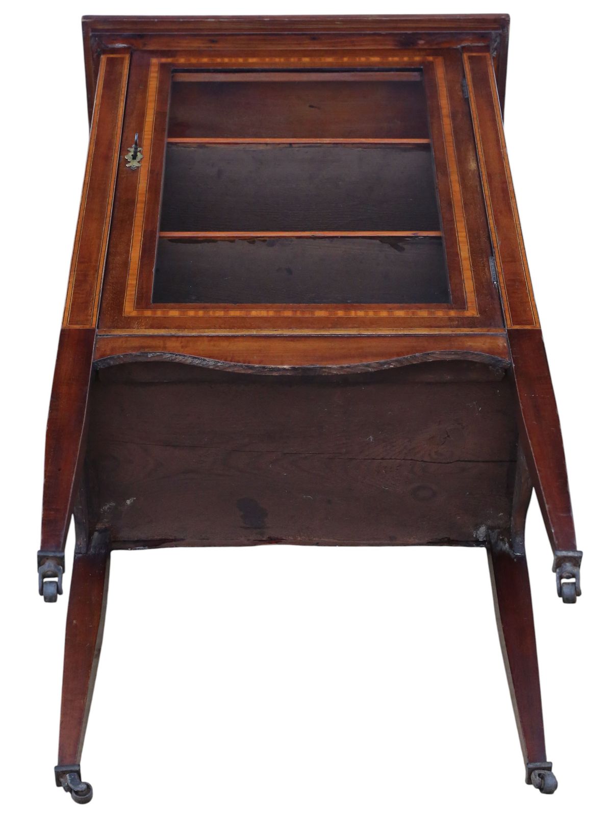 Antique Quality Edwardian C.1910 Inlaid Mahogany Display Cabinet / Bookcase photo vinterior