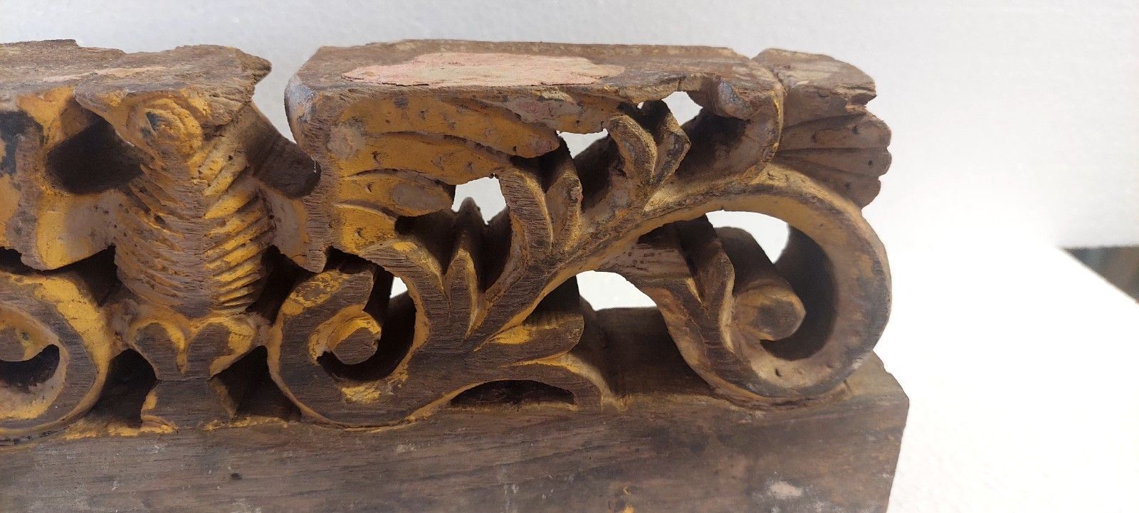 Antique 19th Century Sicilian Cart Fragment Carved Wood photo for sale