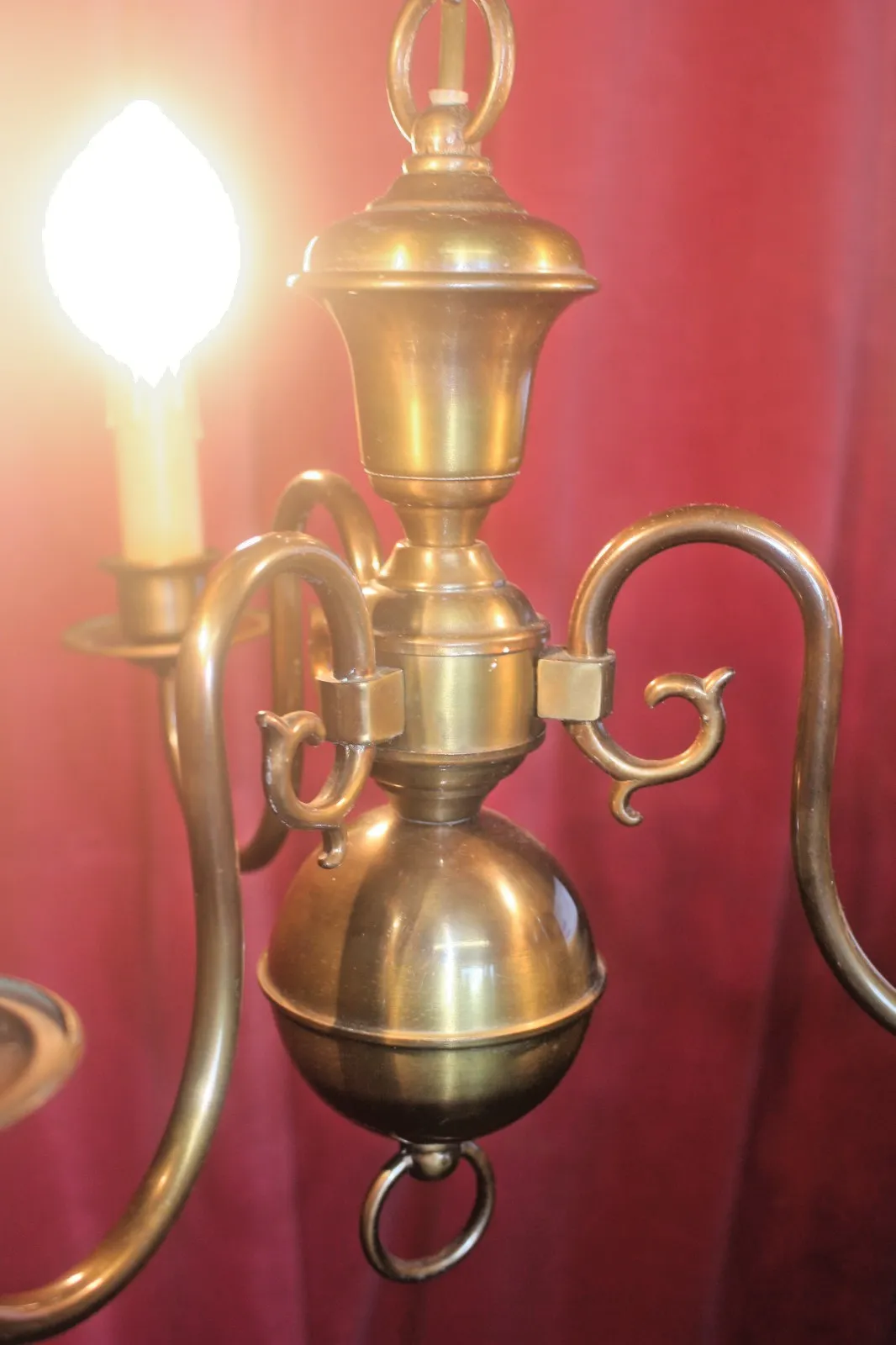 French Vintage Brass Flemish Chandelier 3 Arms  From Paris Chateau photo furniture
