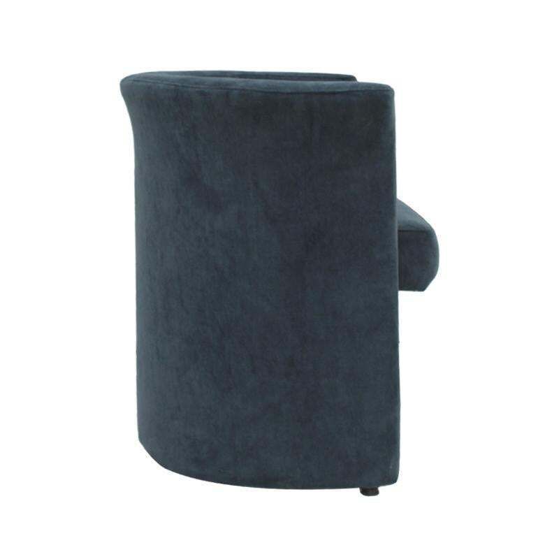 Mid Century Modern Italian Curved Chairs In Blue Velvet, Set Of Six photo buy