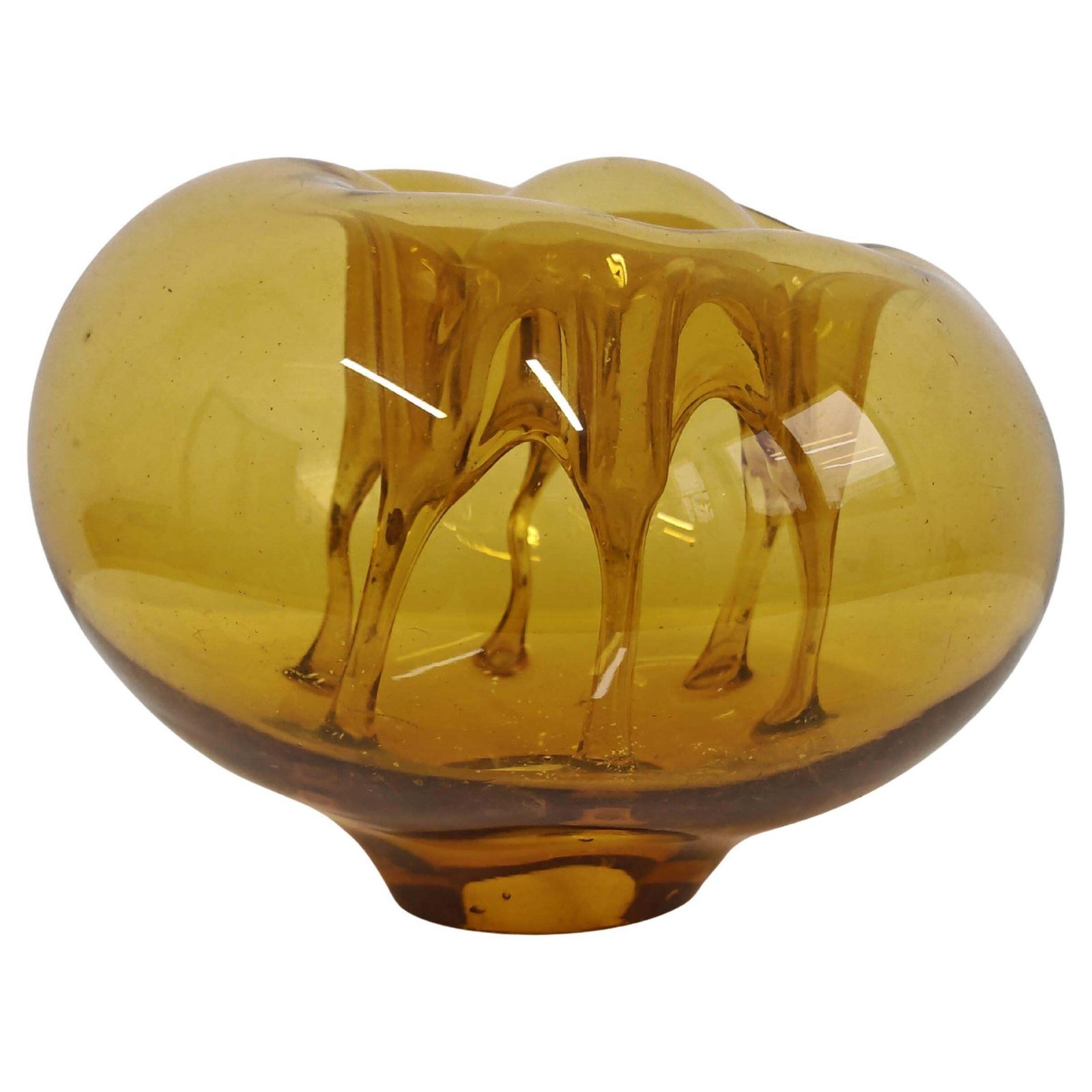 Mid Century Mouth Blown Glass Sculpture Of Ikebana Vase By Dragan Drobnjak