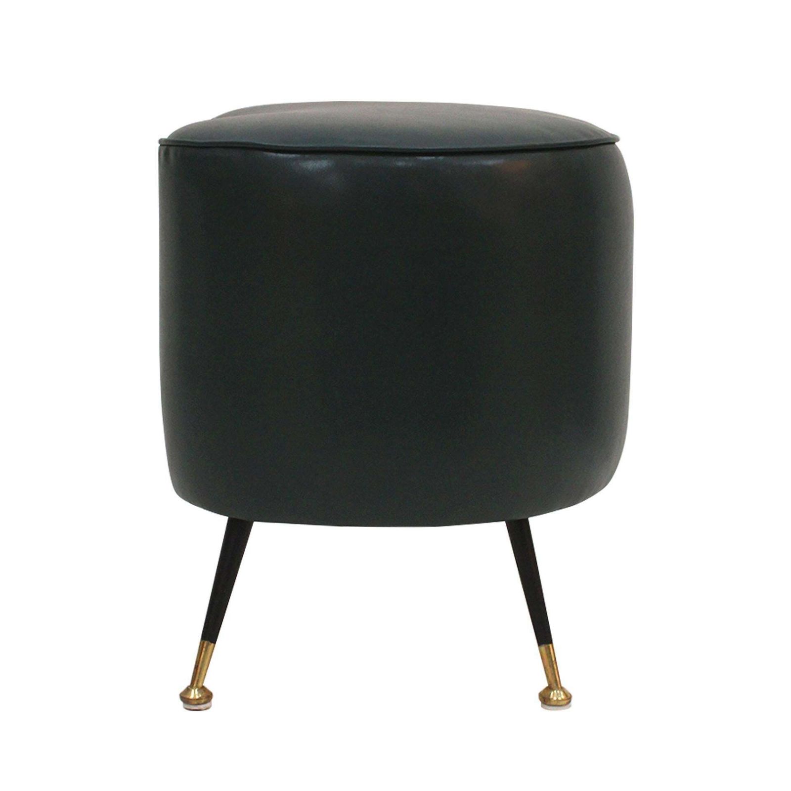 Pair Of Italian Footstools In Solid Wood And Green Faux Leather, Italy, 1960s photo vinterior