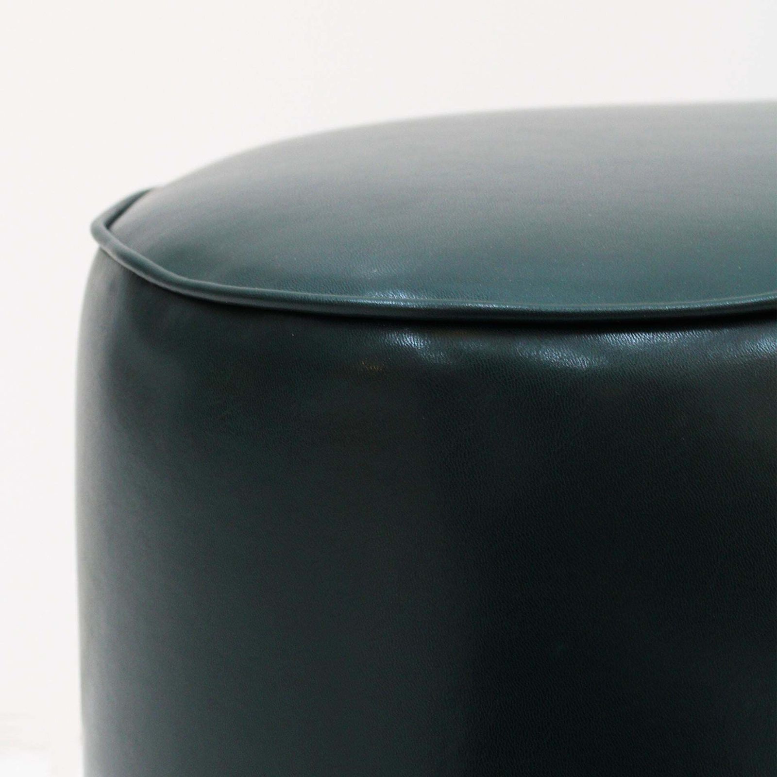 Pair Of Italian Footstools In Solid Wood And Green Faux Leather, Italy, 1960s photo vintage
