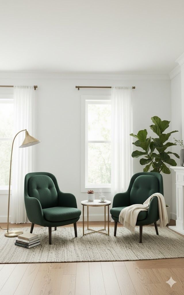 Fritz Hansen “Fri” Lounge Armchair   In Emerald Green (Two Available)