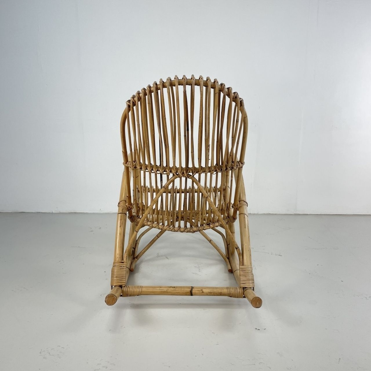 Midcentury Italian Franco Albini Style Rattan Rocking Chair photo vinterior