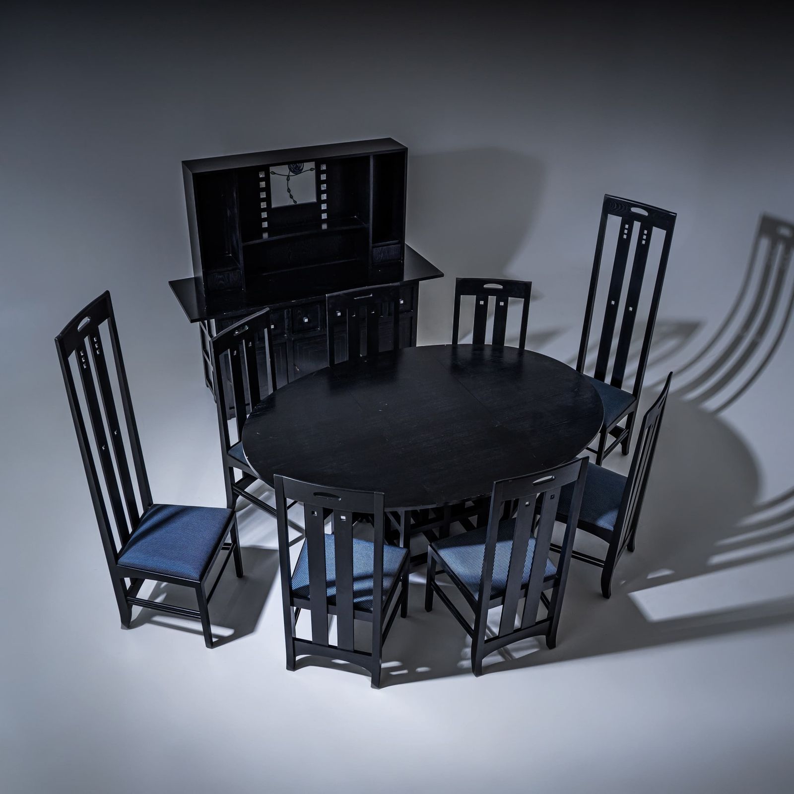 Dining Room Suite, Model Ingram, By Charles Rennie Mackintosh, Cassina Edition, Italy, 1970s/80s photo for sale