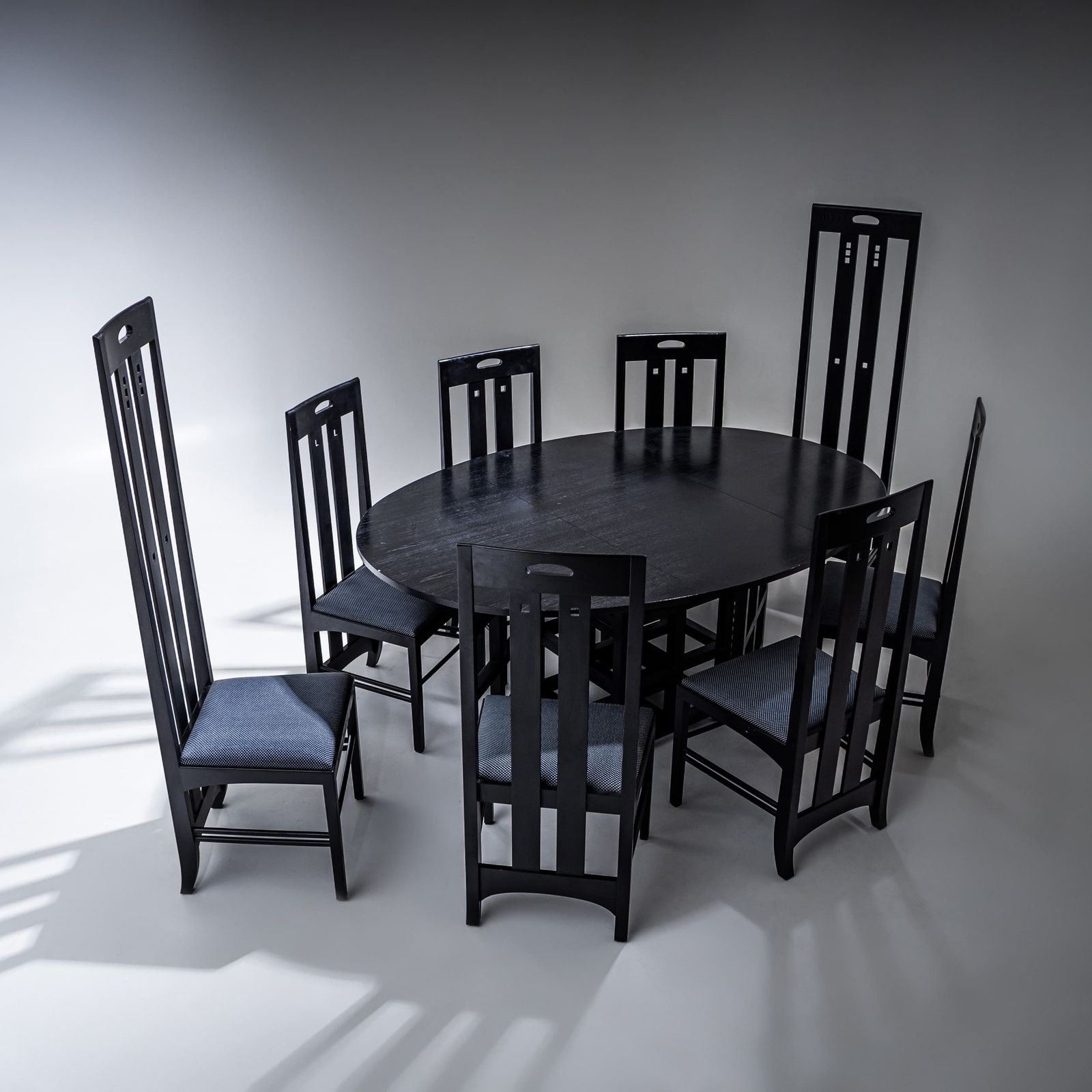 Dining Room Suite, Model Ingram, By Charles Rennie Mackintosh, Cassina Edition, Italy, 1970s/80s photo Furniture