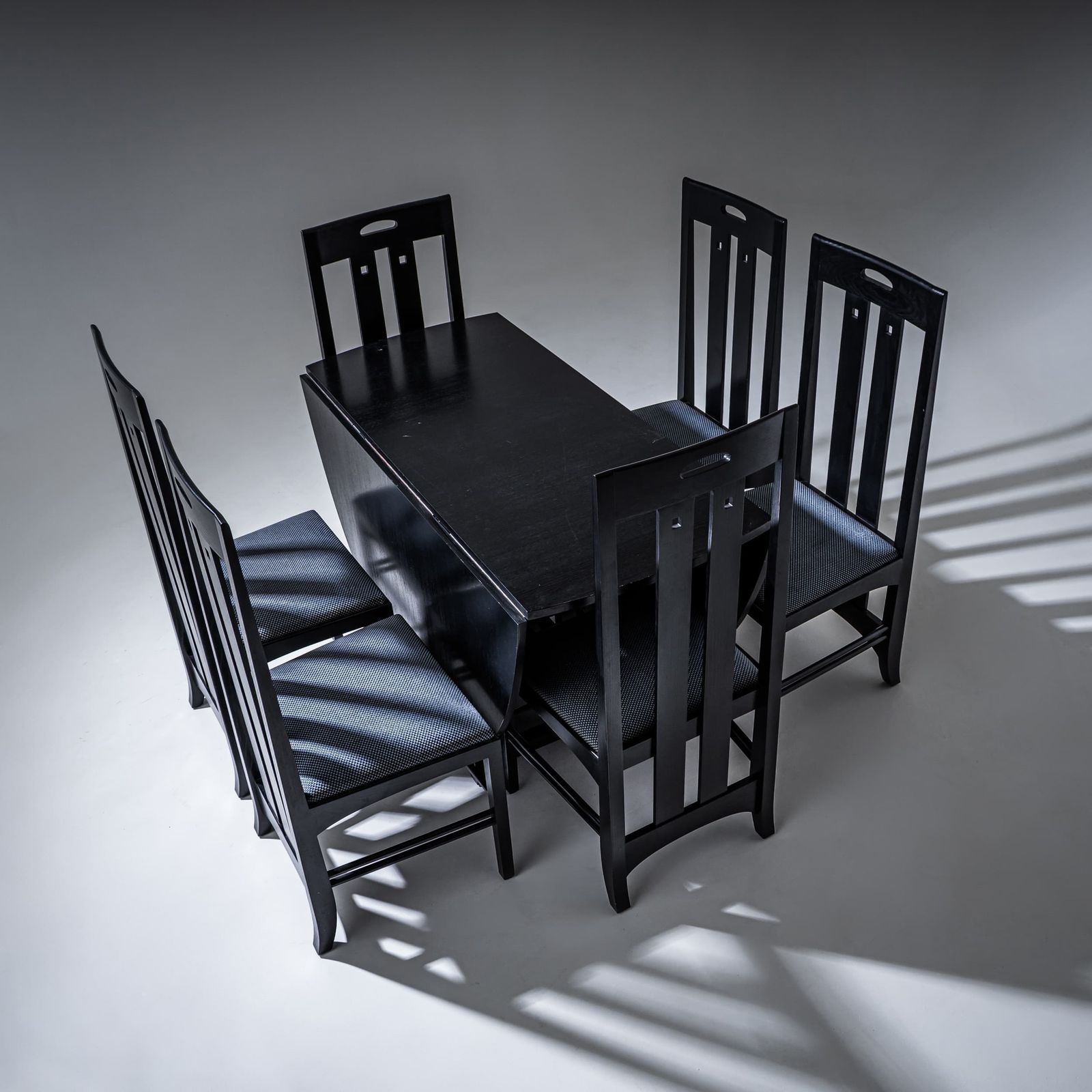 photo furniture Dining Room Suite, Model Ingram, By Charles Rennie Mackintosh, Cassina Edition, Italy, 1970s/80s